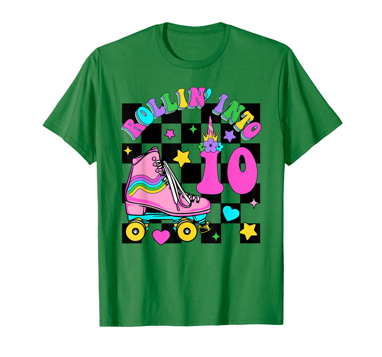 Rolling Into 10 Years Old Skater 10th Birthday Kids Girls T-Shirt