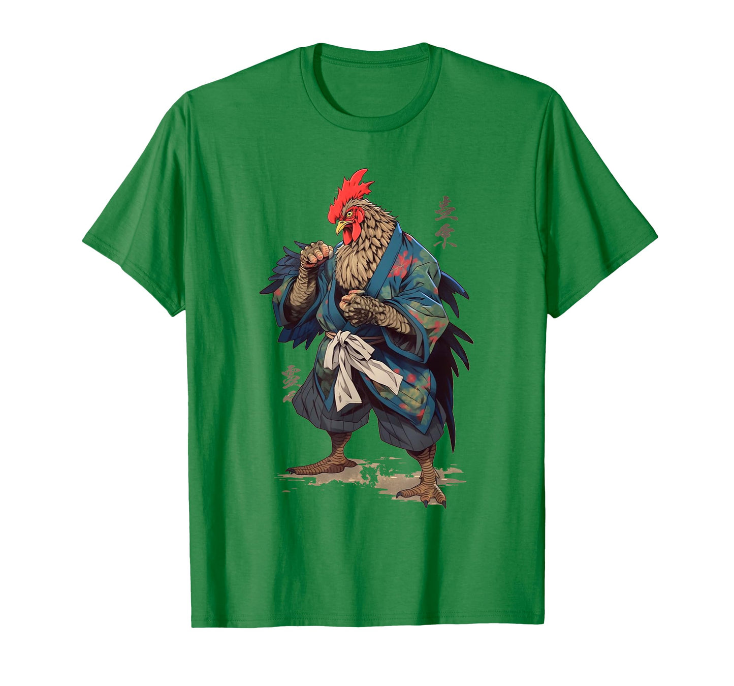 Japanese Traditional Ink Rooster Samurai Art Chicken Warrior T-Shirt