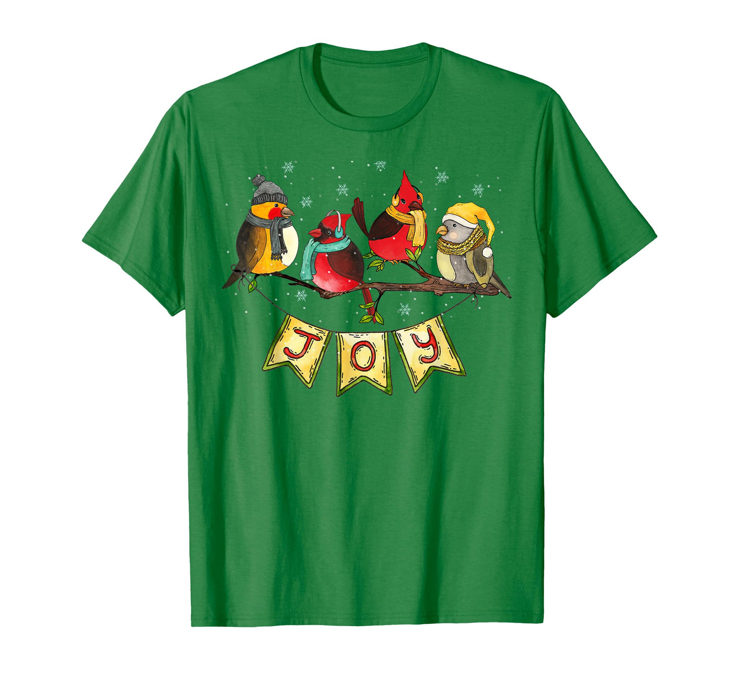 Pretty Winter Birds with Snow and JOY Birdwatchers Christmas T-Shirt