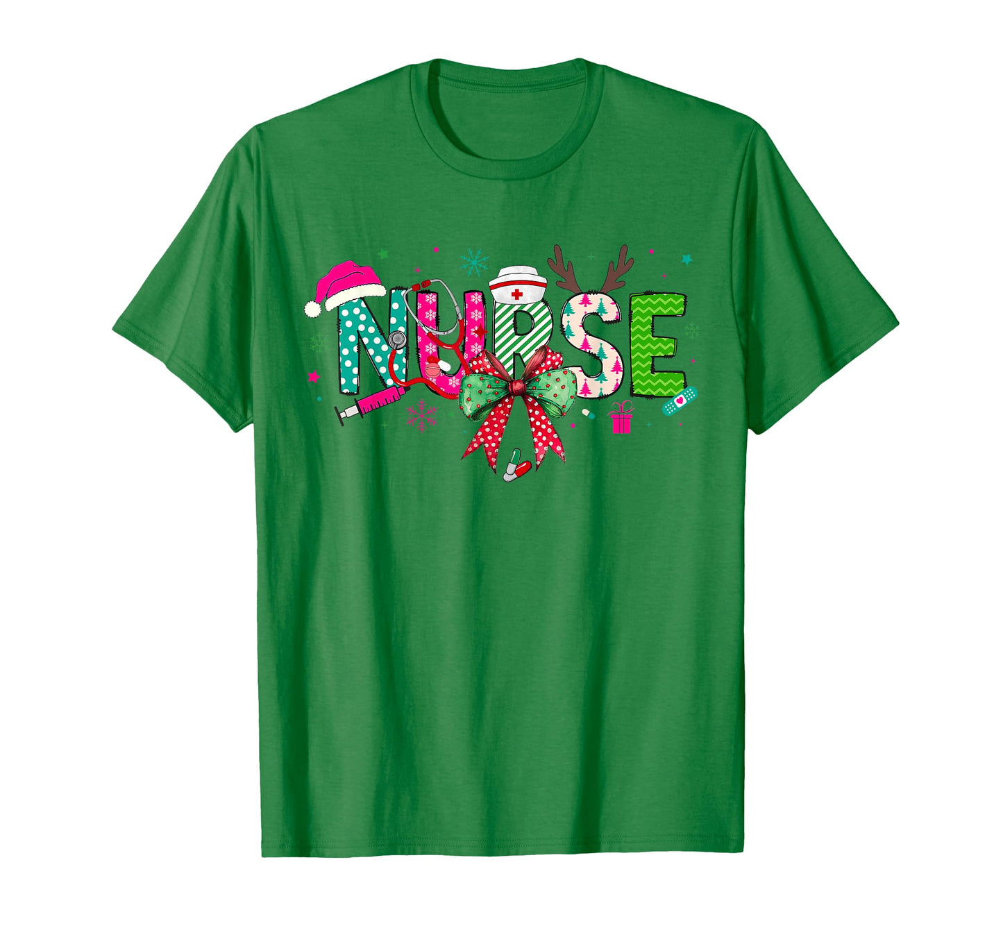 Christmas Nurse Stethoscope Xmas Coquette Bow Nursing School T-Shirt