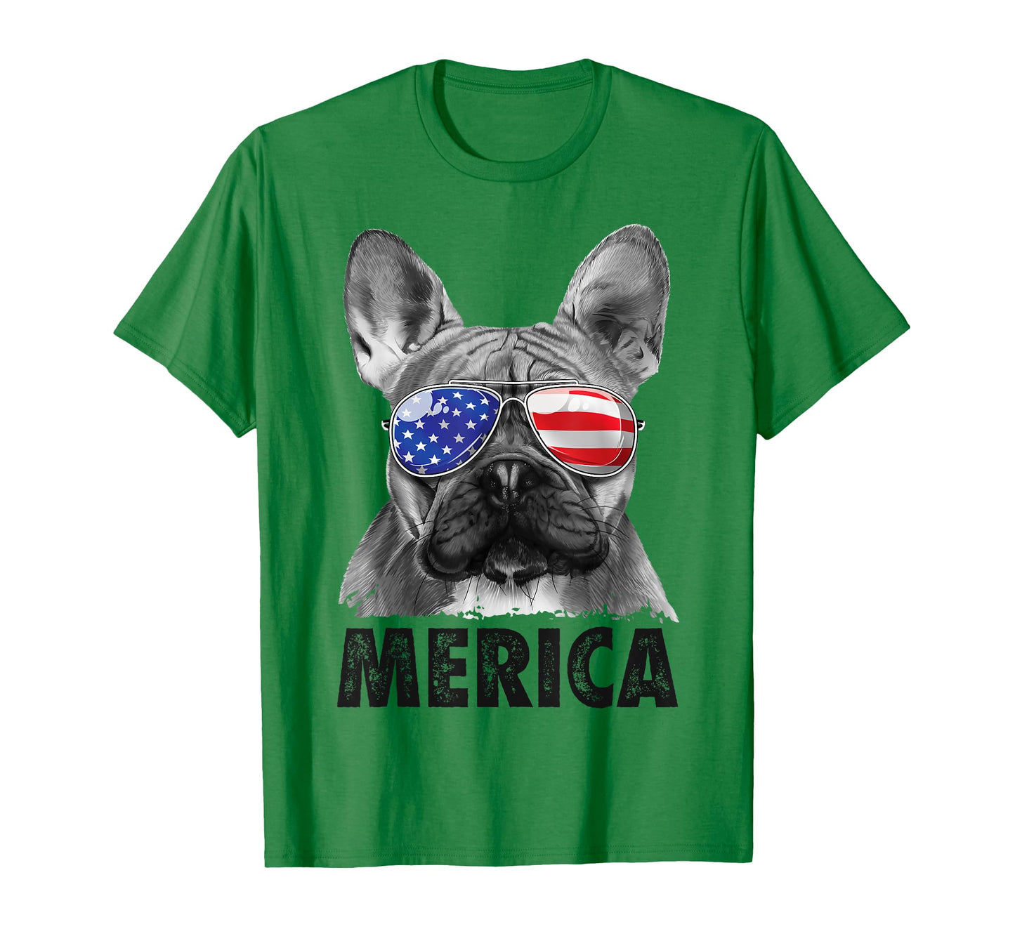 French Bulldog 4th of July Merica American Flag Sunglasses T-Shirt
