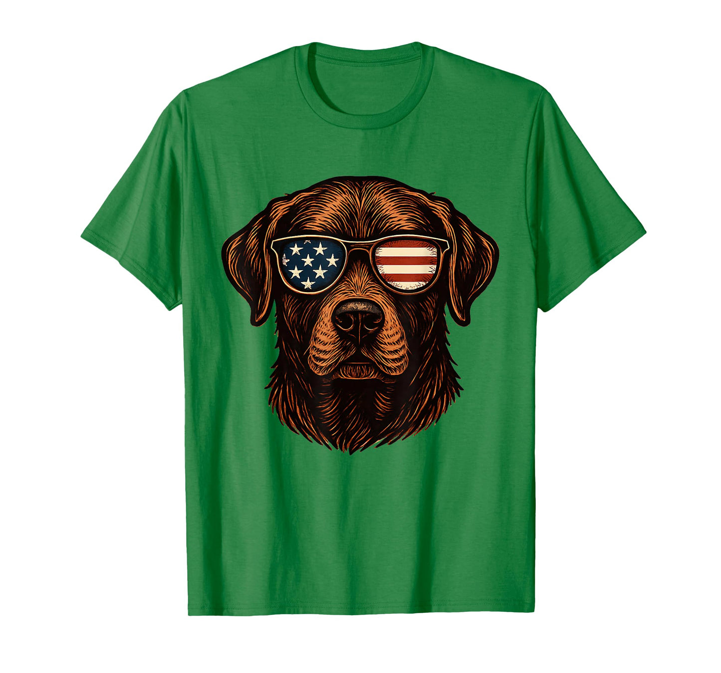 Chocolate Labrador Patriotic American Flag Sunglasses T-Shirt