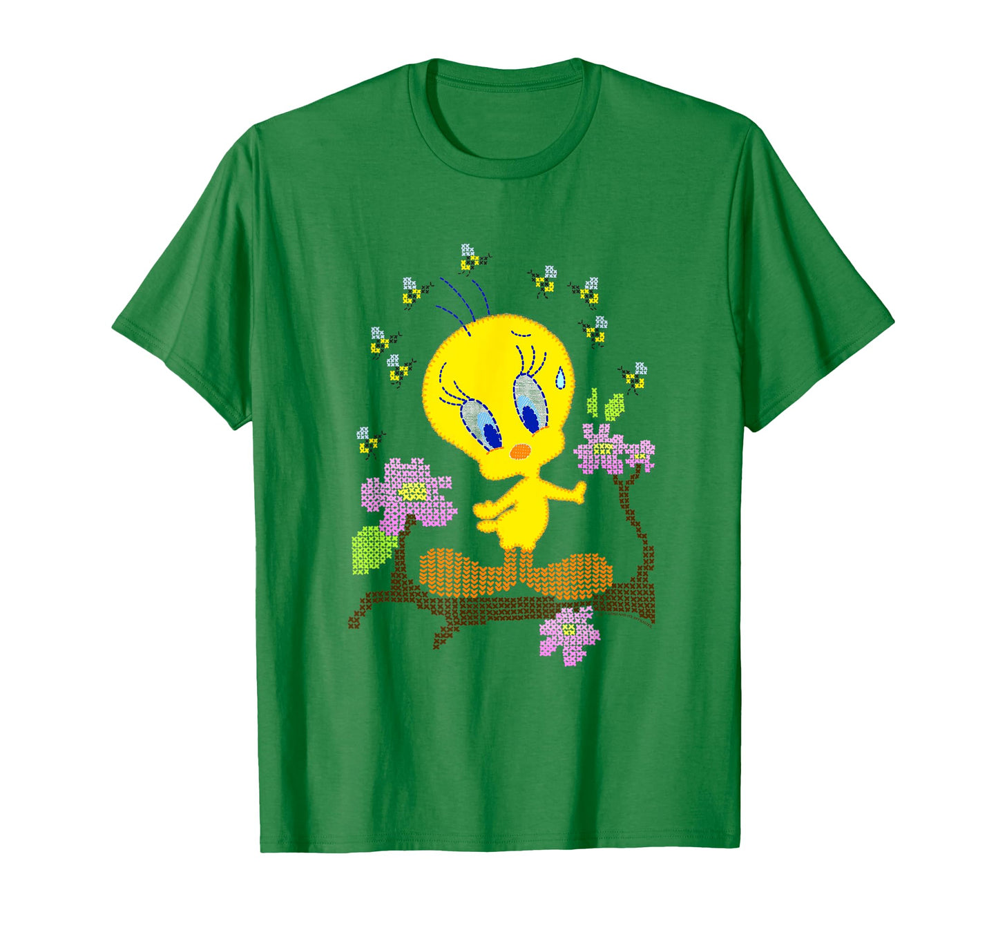 WB100 Looney Tunes Tweety Bird Easter Floral Stitch T-Shirt