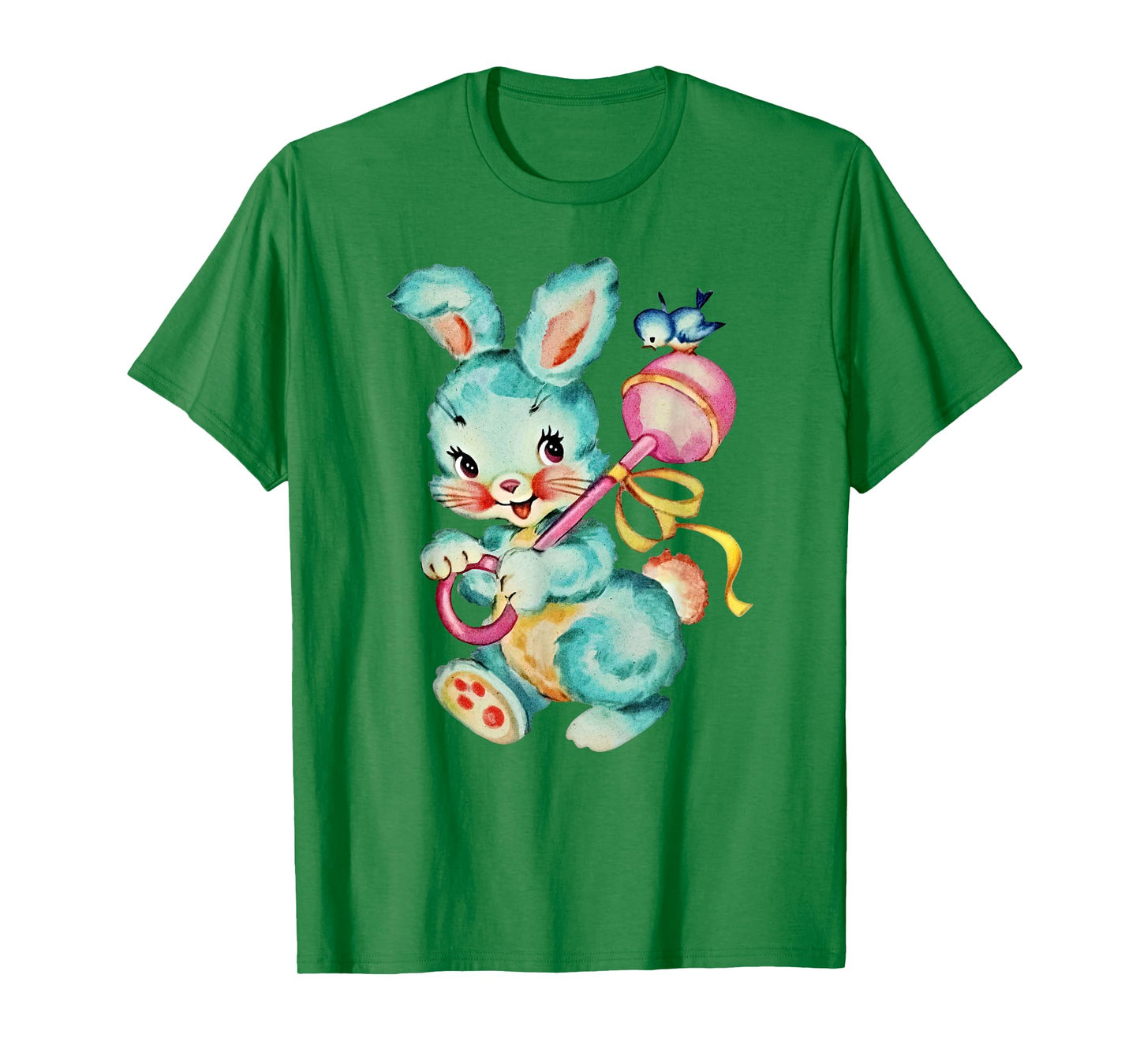 Vintage Easter Cute Bunnny And Bird Spring Retro Vintage T-Shirt