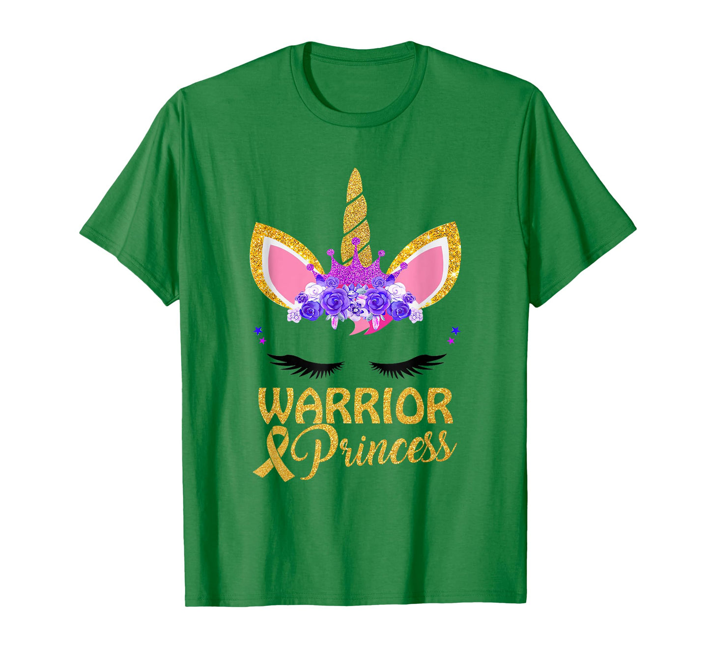 Childhood Cancer Awareness Unicorn Warrior Princess T-Shirt
