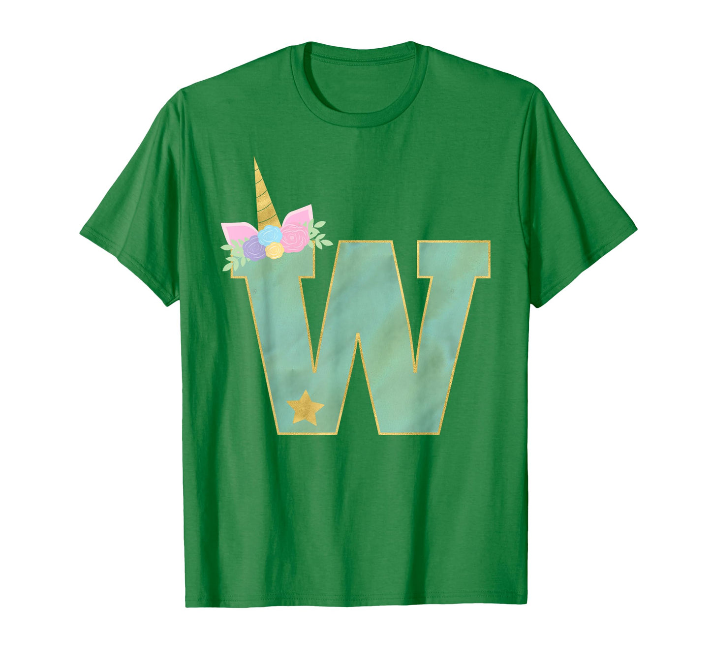 Initial Letter W Unicorn Monogram for Girls Unicorn Birthday T-Shirt