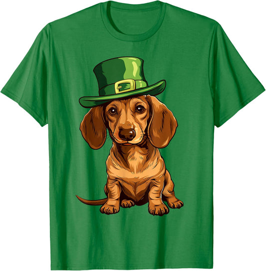 Saint Patricks Day Dachshund Dog Shamrock Hat Gifts Women T-Shirt
