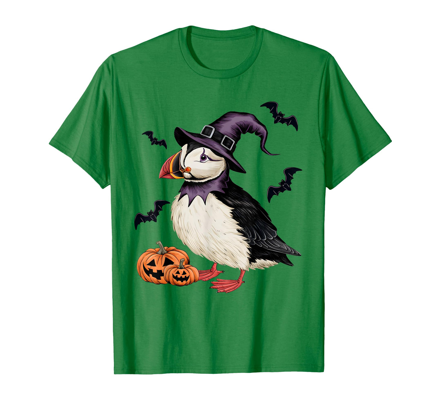 Puffin Bird Halloween Costume Scary Pumpkin Bat Witch T-Shirt
