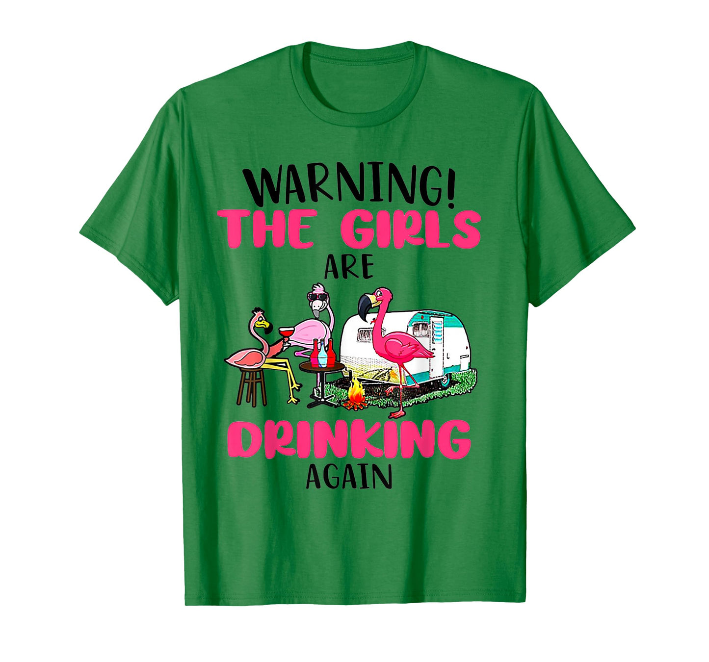 Warning The Girls Are Drinking Again Flamingo T-Shirt