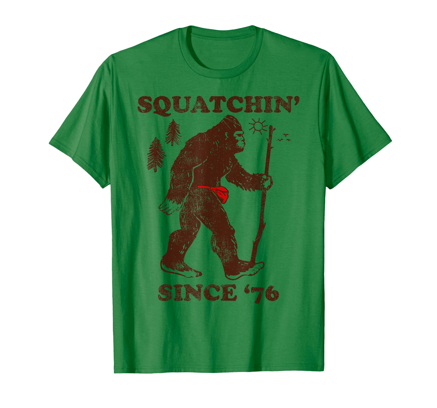 Squatchin' Since '76 Big Foot Vintage Outdoors T-Shirt
