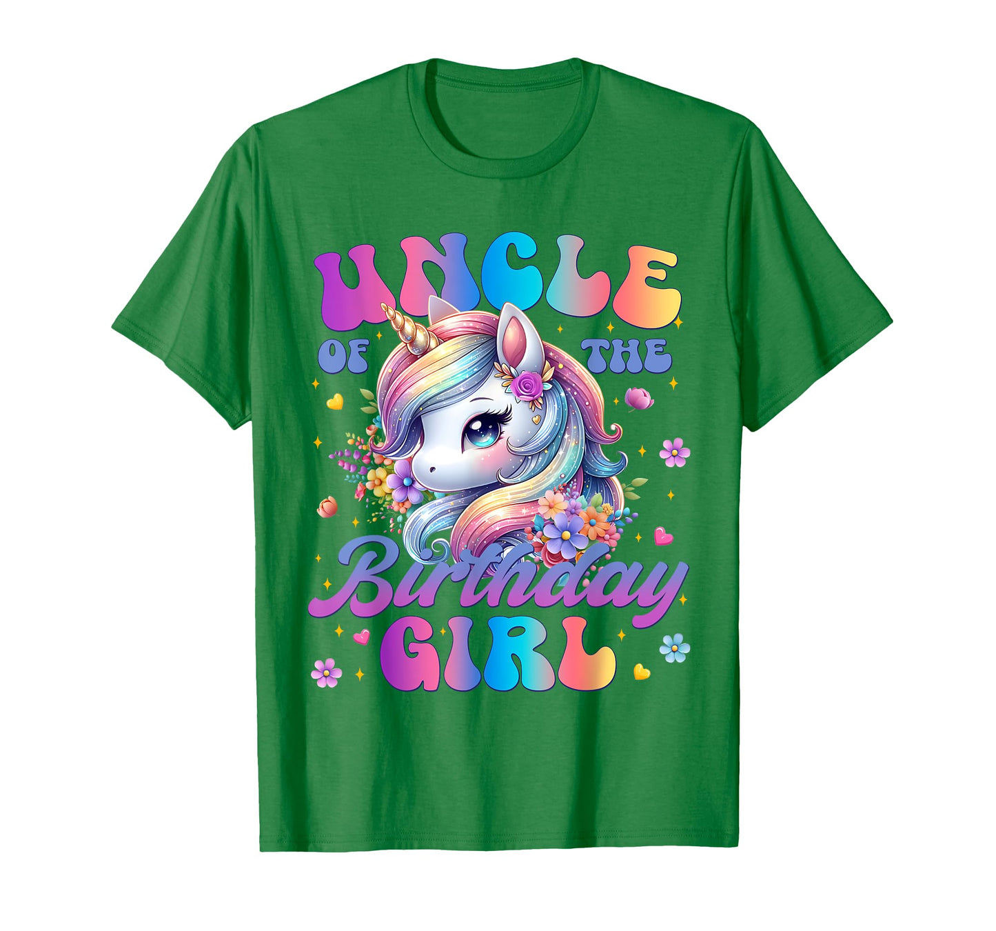 Uncle Of The Birthday Girl Unicorn Flower Family Matching T-Shirt