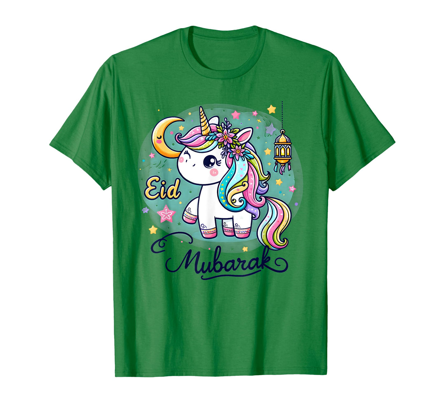 Eid Mubarak 2024 for kids and Mom Girls Eid Mubarak Unicorn T-Shirt