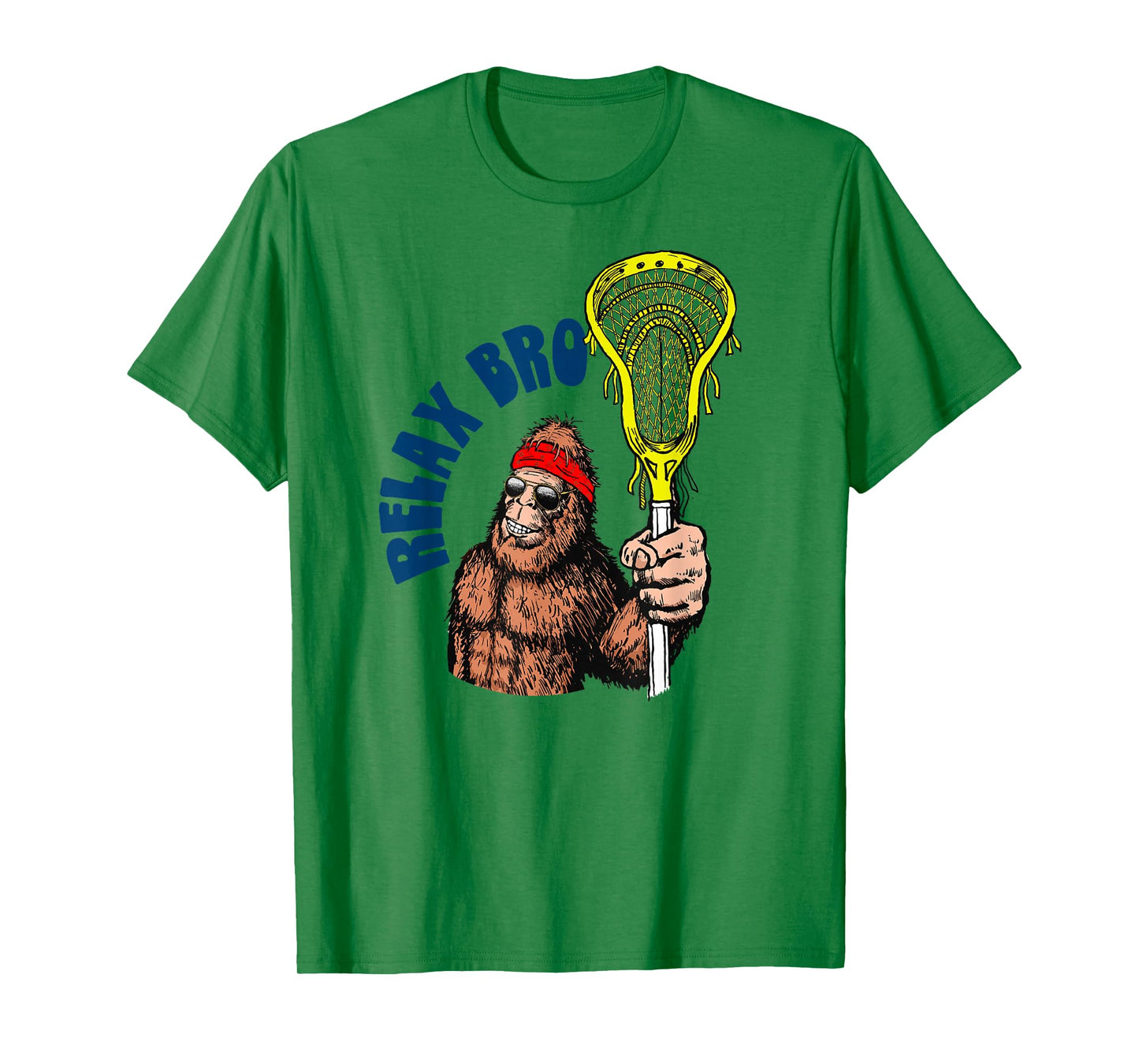 Relax Bro! Funny Sasquatch Lax Bigfoot Lacrosse Vintage 80s T-Shirt