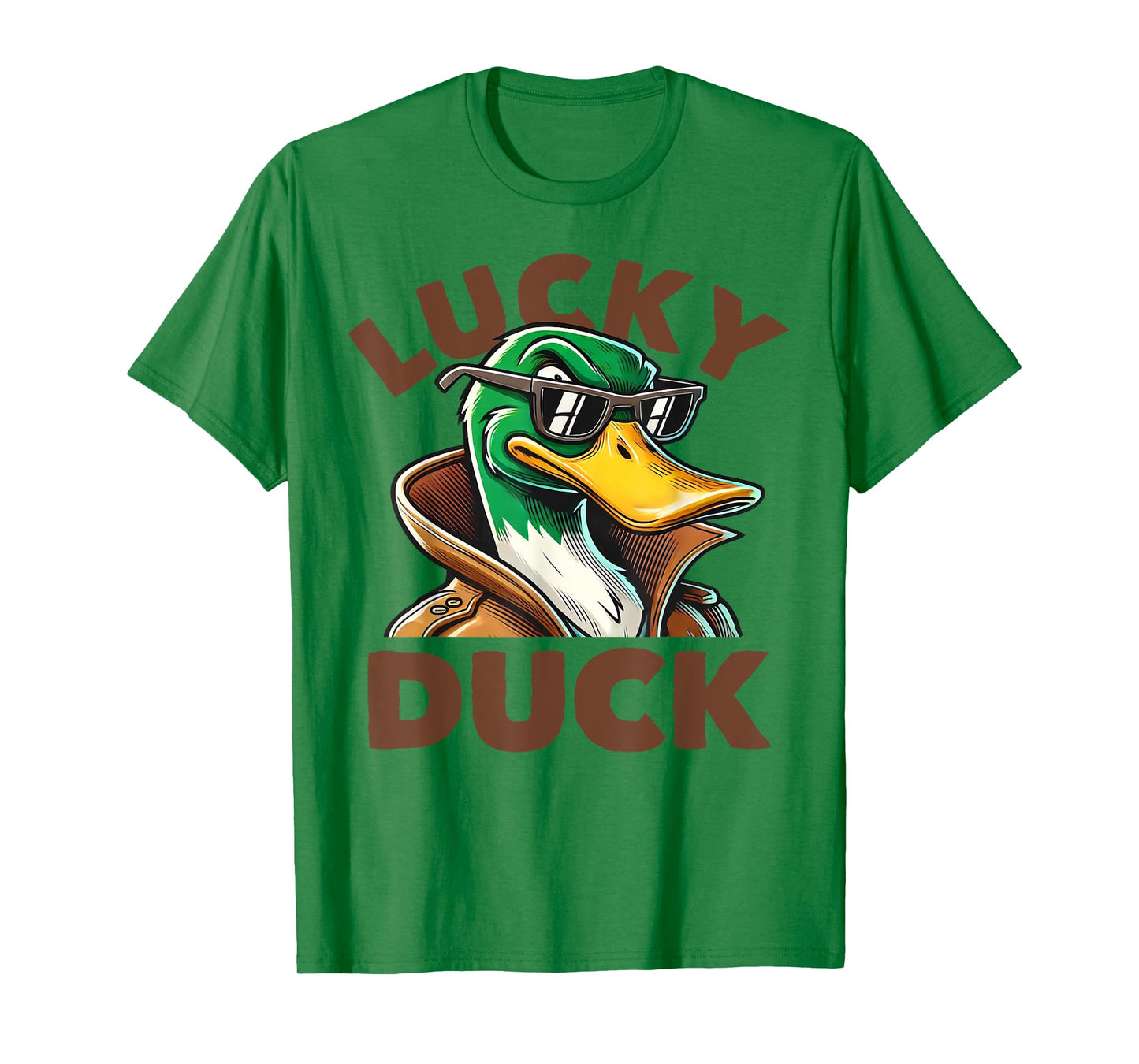 Lucky Duck Mallard Duck With Sunshades Men Boys Funny T-Shirt