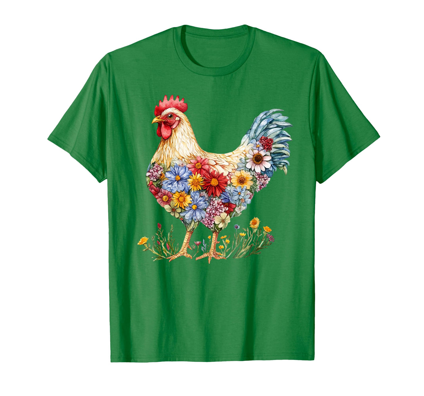Floral Chicken Lover Wildflower Chicken Mom Gardening Top T-Shirt