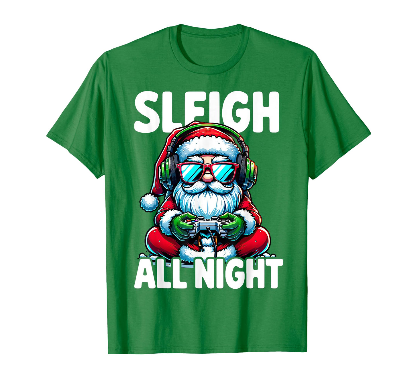 Christmas Gamer Boys Sleigh All Night Video Game Santa Xmas T-Shirt