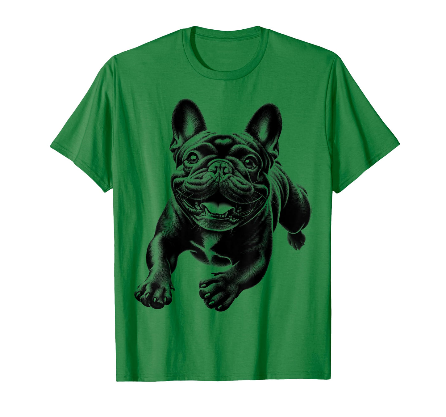 Cheerful Black French Bulldog in Jump Men Women Kids T-Shirt