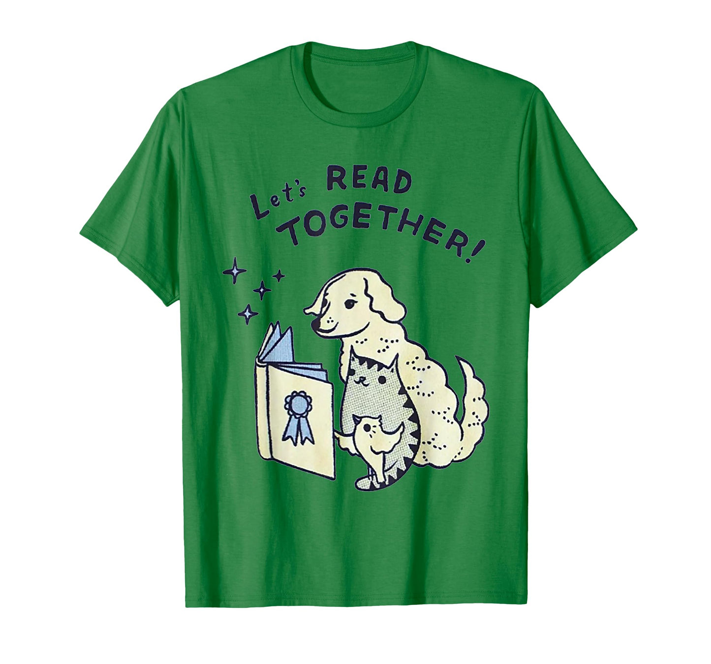 Let's read together Dog Cat Bird Men Women T-Shirt