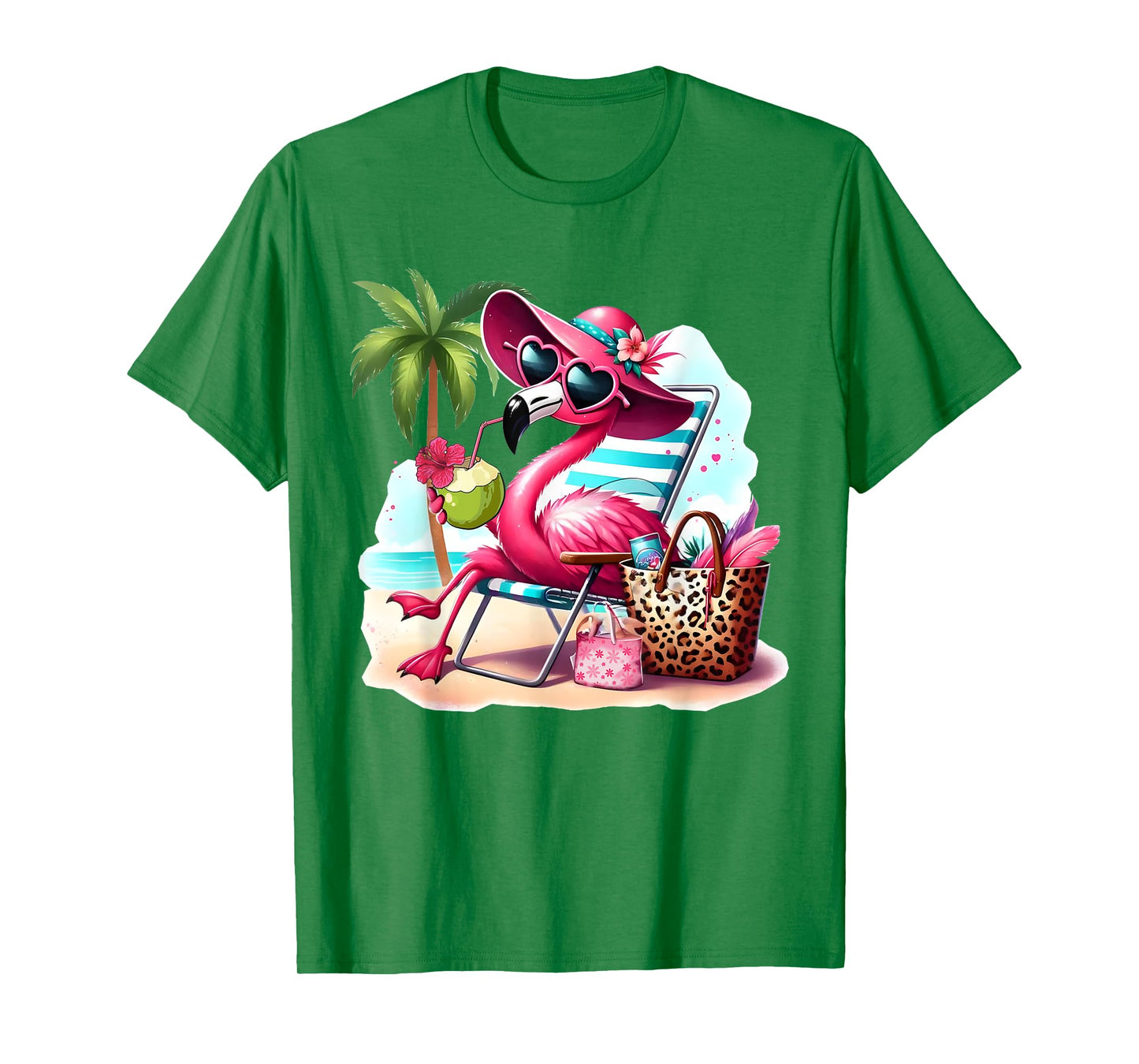 Flamingo At Beach Cute Flamingo Tropical Birds Women Girl T-Shirt