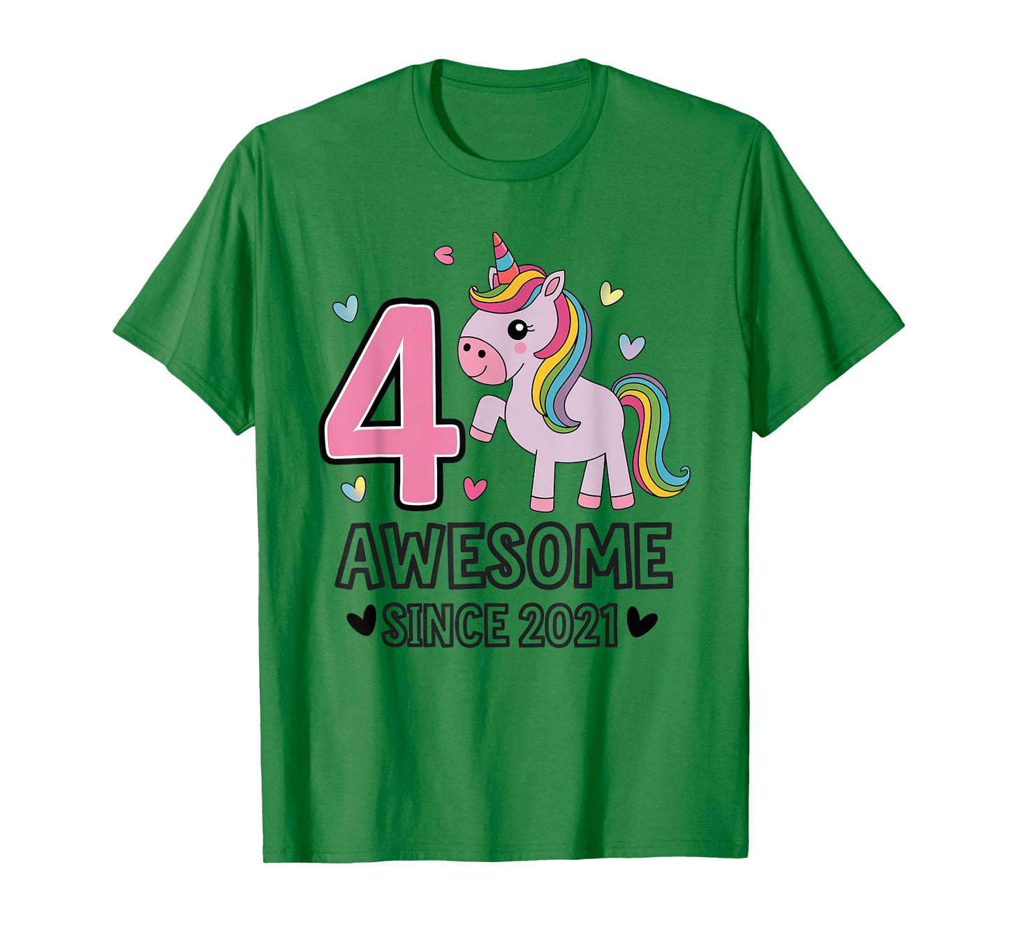 Unicorn 2025 Birthday Gifts for Girls DRNV 4 Year Old Awesome Since 2021 Unicorn T-Shirt Grey Small Classic Fit Short Sleeve T-Shirt