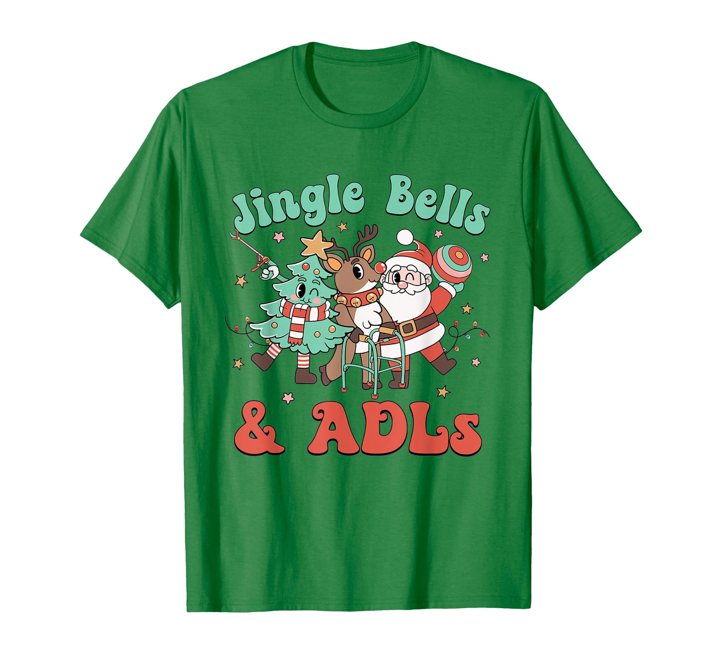 Occupational Therapy Christmas Reindeer Santa ADLS New OT T-Shirt
