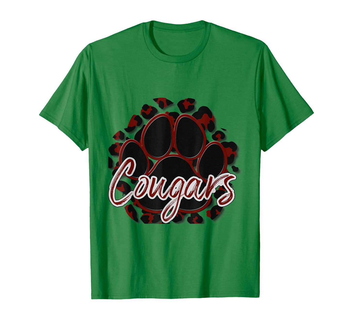 Cougar Maroon Black Cheetah School Sports Fan Team Spirit T-Shirt