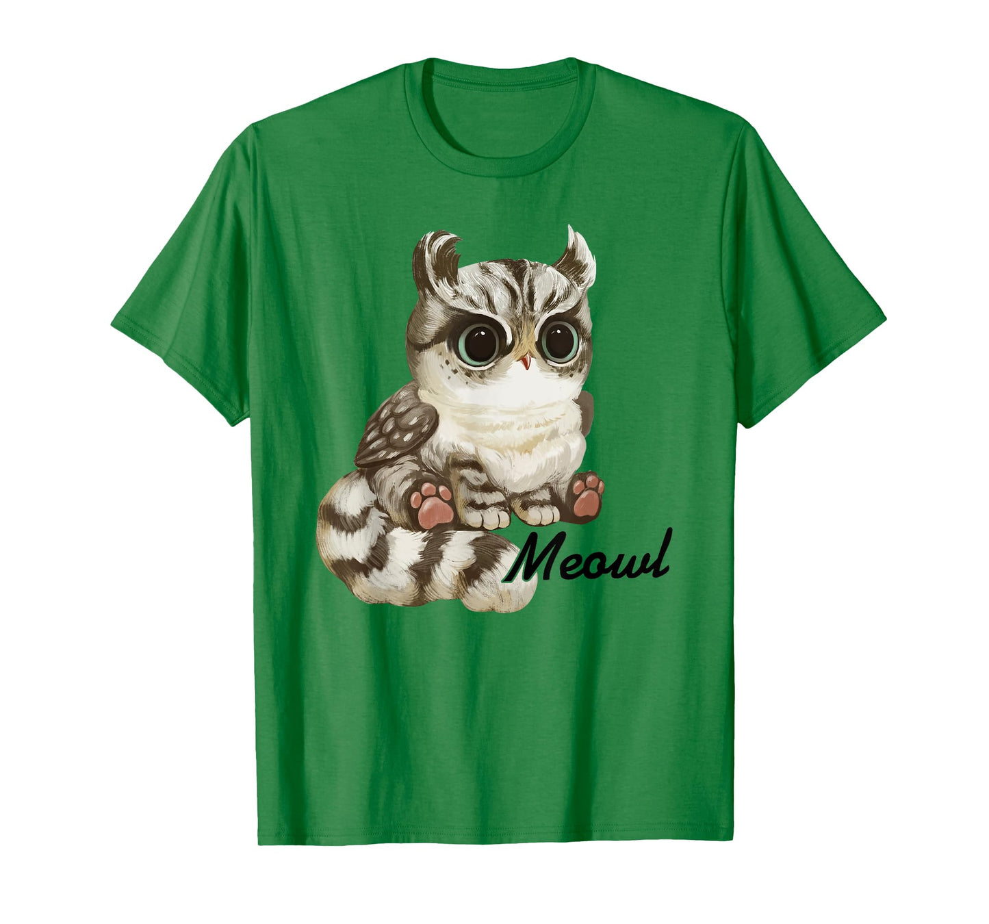 Meowl Cat Owl Animals Yellow Eyes Cute Funny Men Women T-Shirt