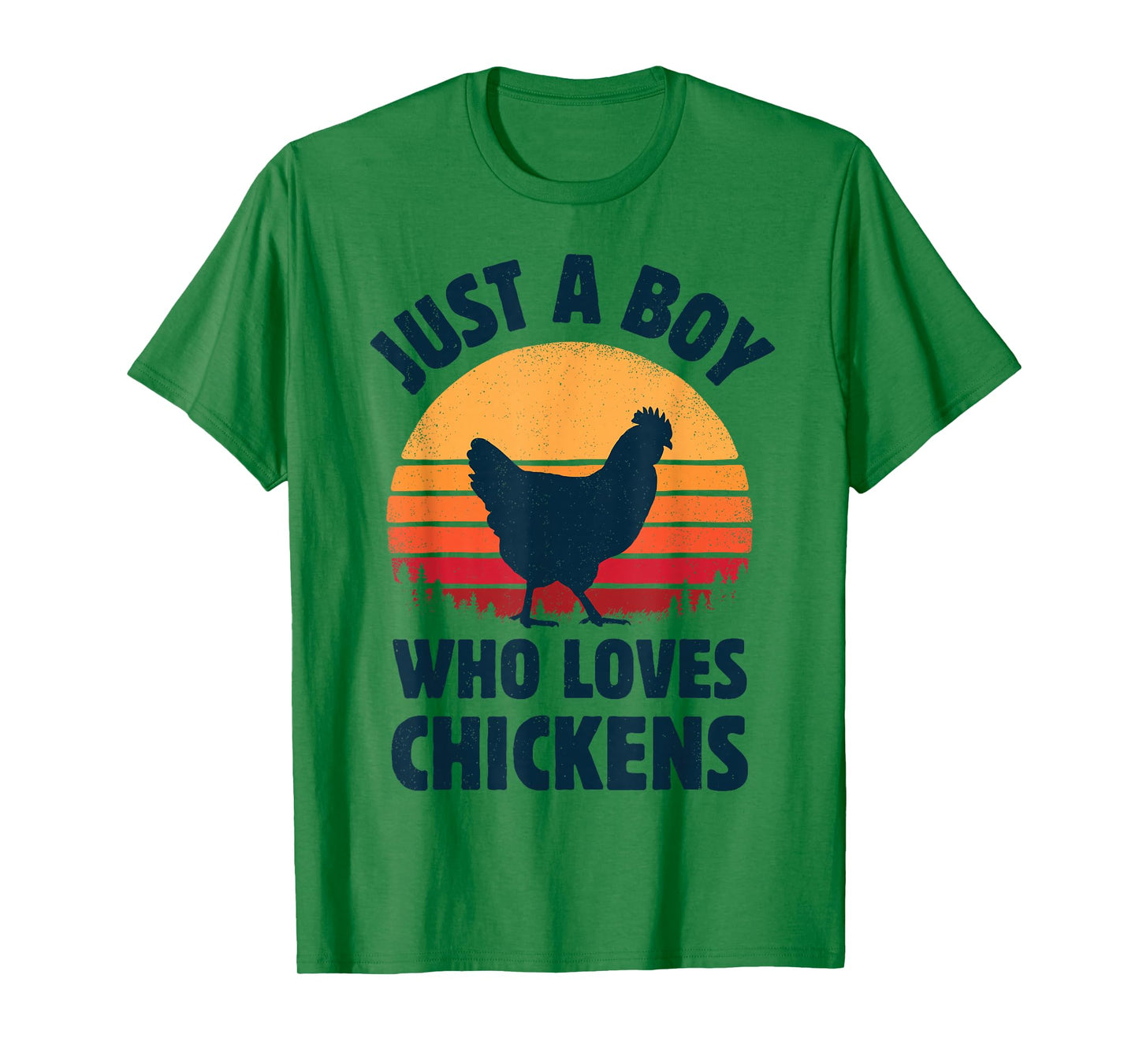 Chicken Just A Boy Who Loves Retro Farm Animal Farmer Sunset T-Shirt