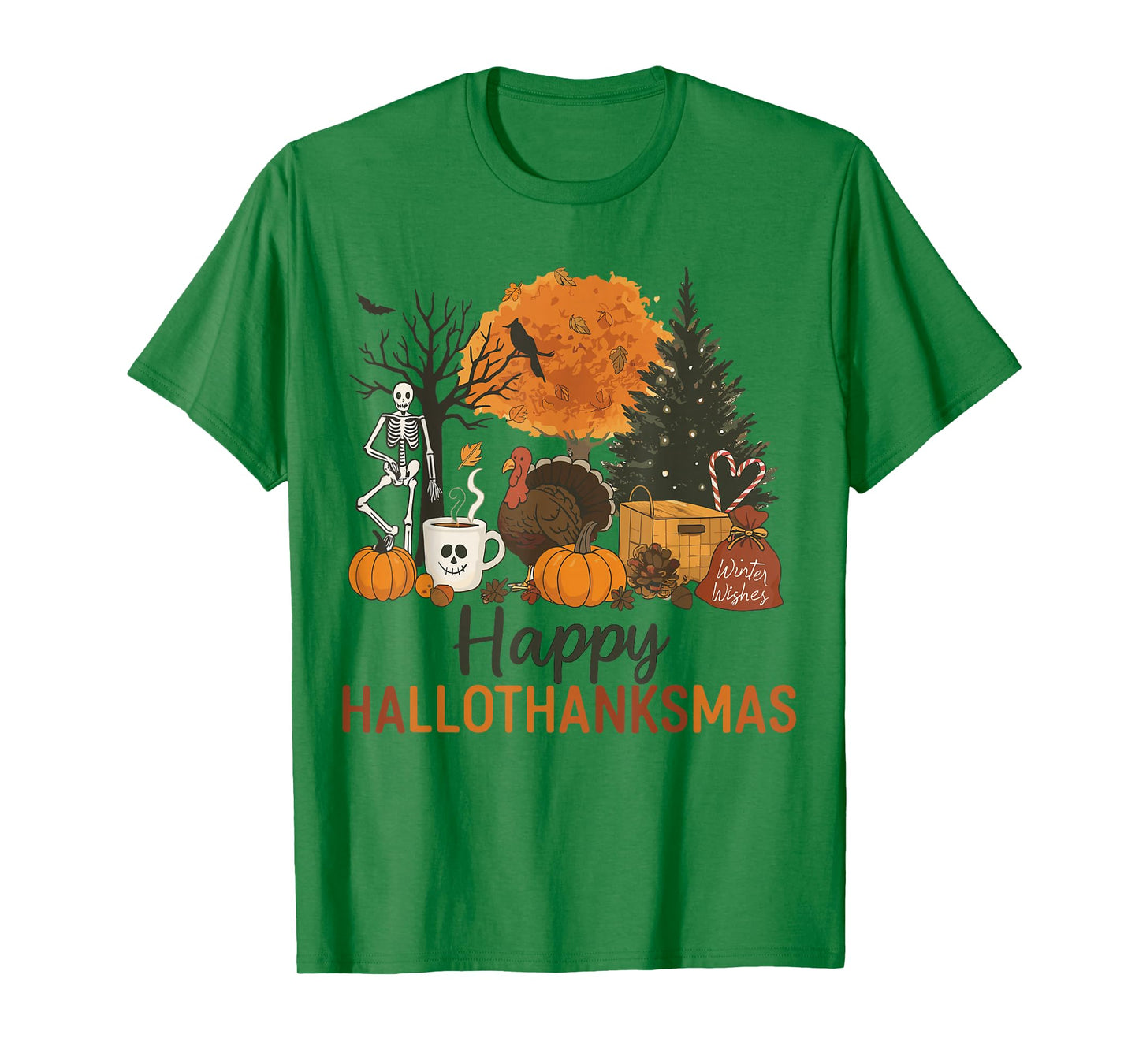 Halloween Thanksgiving Christmas Turkey Happy HalloThanksMas T-Shirt