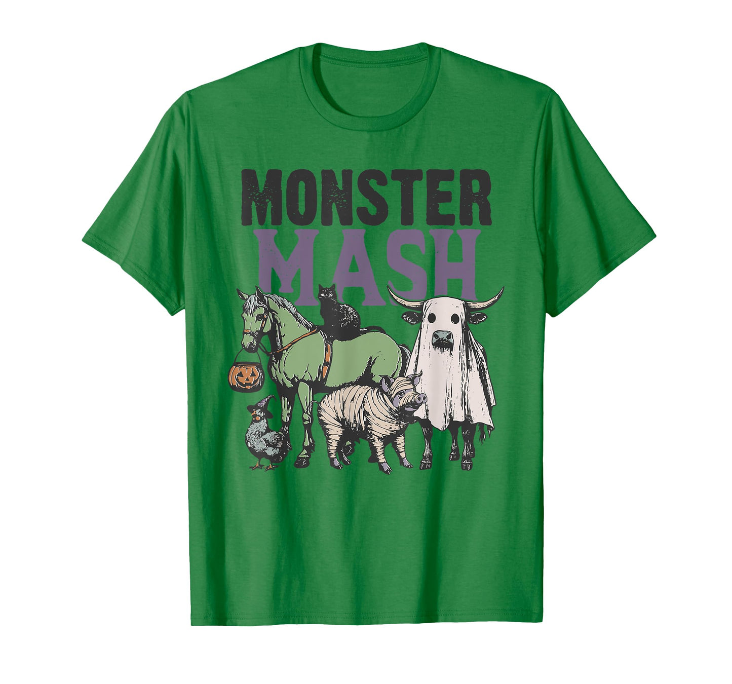Monster Mash Country Halloween Farm Animal Horse Ghost Cow T-Shirt