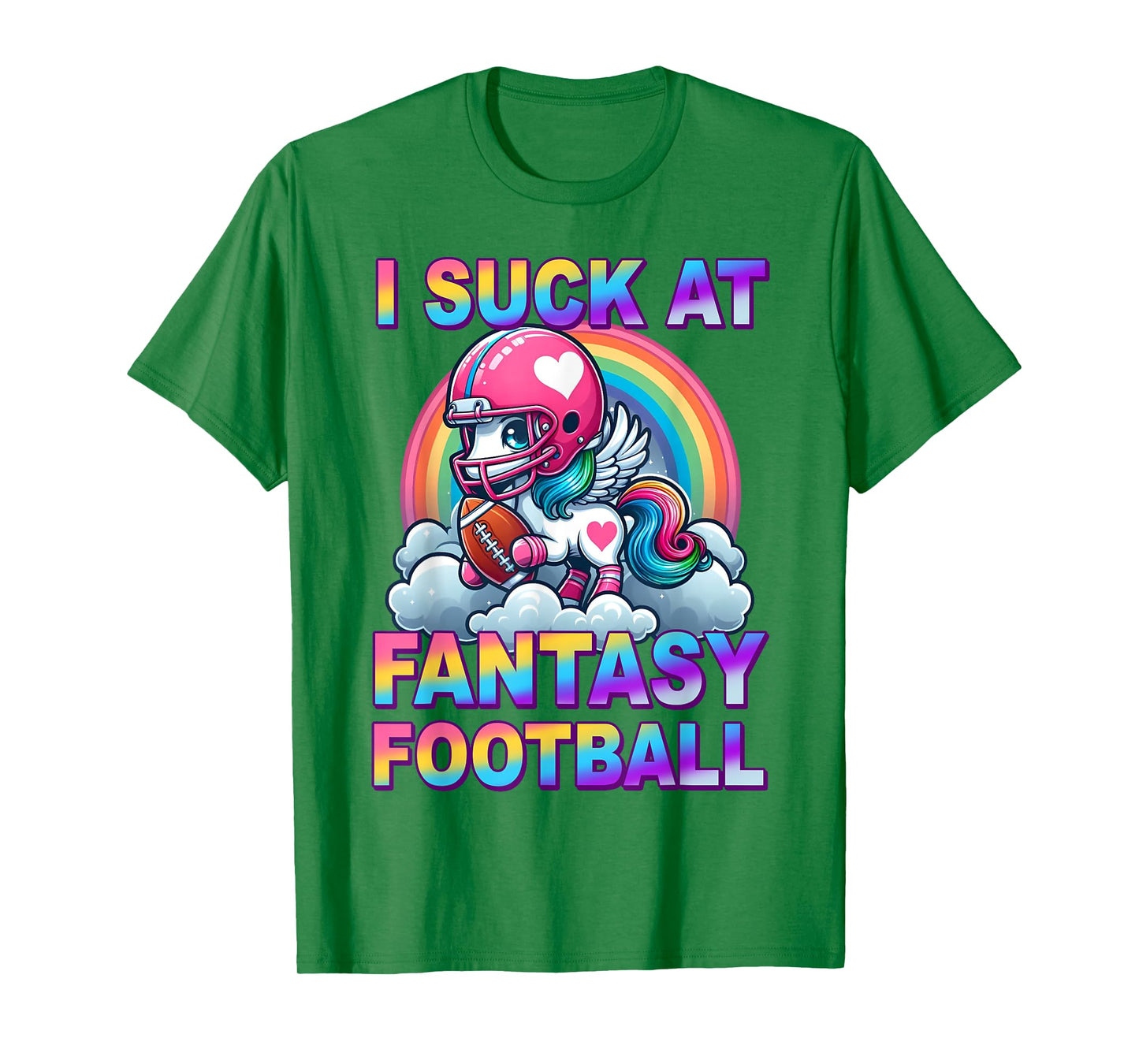 Funny I Suck At Fantasy Football Unicorn Rainbow Loser Meme T-Shirt