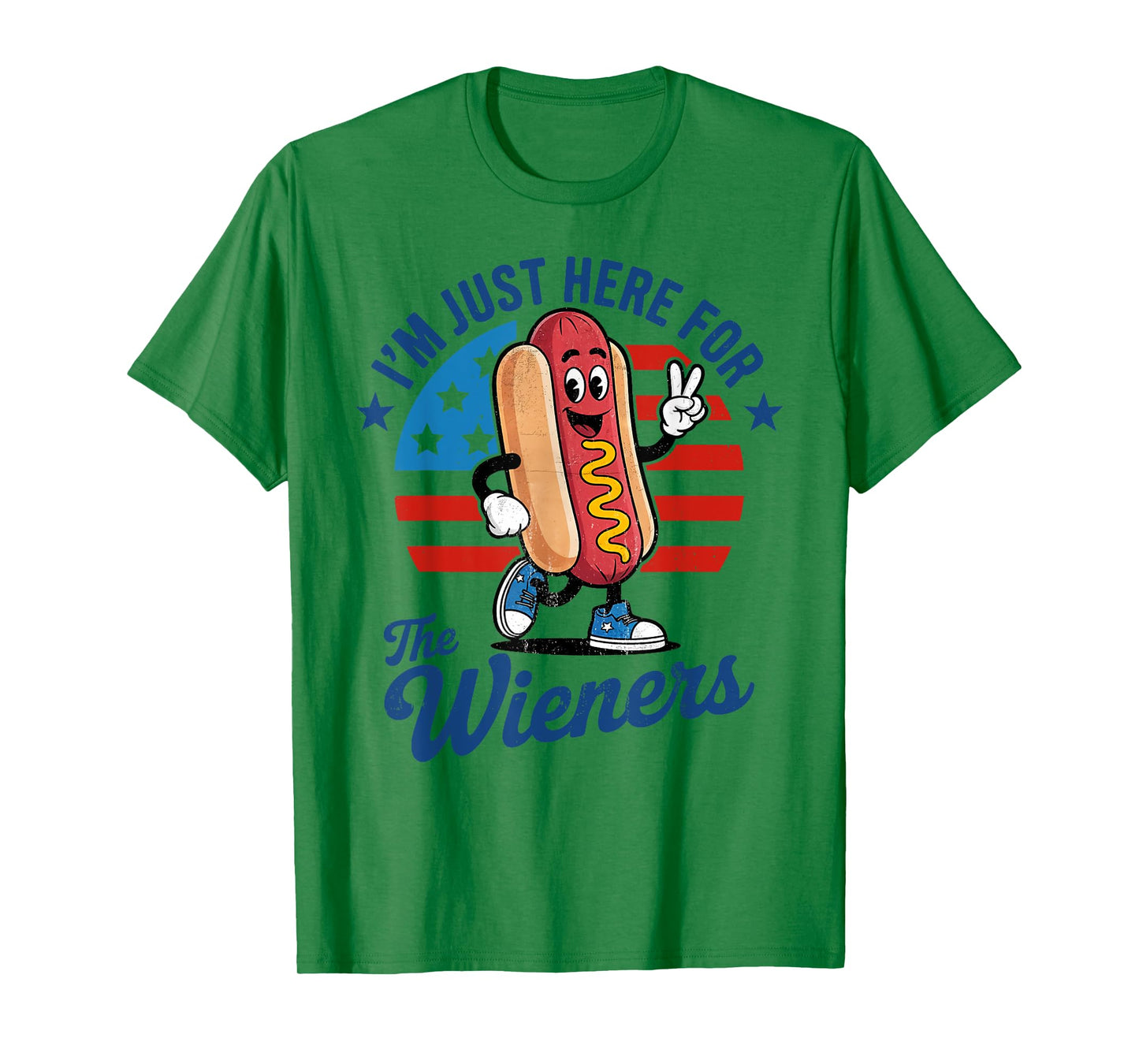 I Am Just Here For The Wieners Funny Hot Dog 4th Of July Men Women Kids T-Shirt