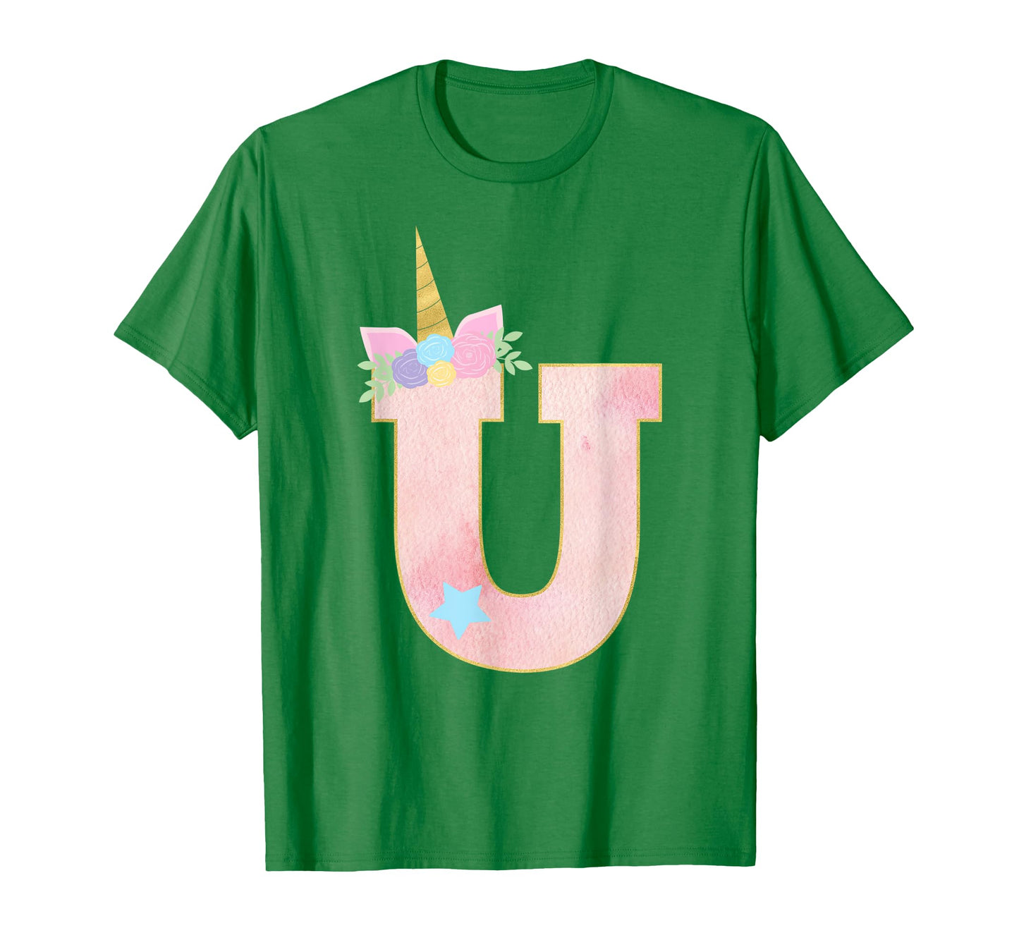 Initial Letter U Unicorn Monogram for Girls Unicorn Birthday T-Shirt