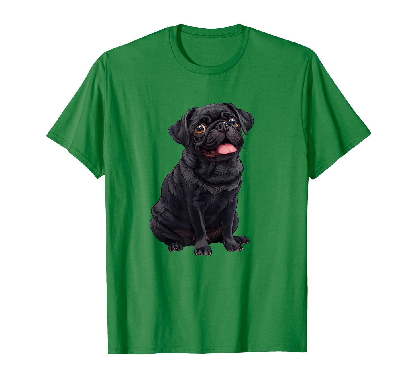 Funny Mens Womens & Kids Happy Panting Black Pug Lover T-Shirt