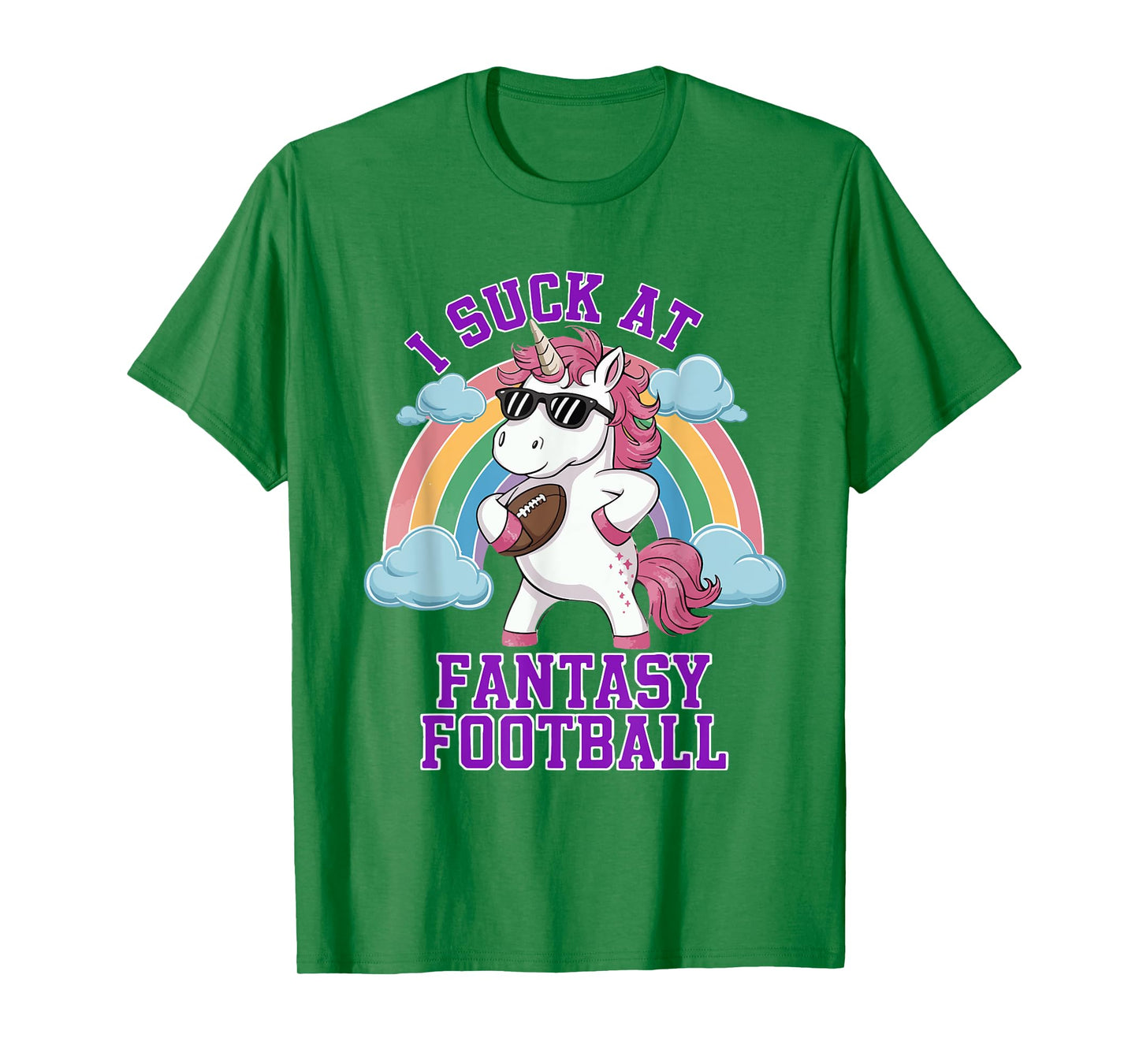 I Suck At Fantasy Football Funny Unicorn Rainbow Pink Loser T-Shirt