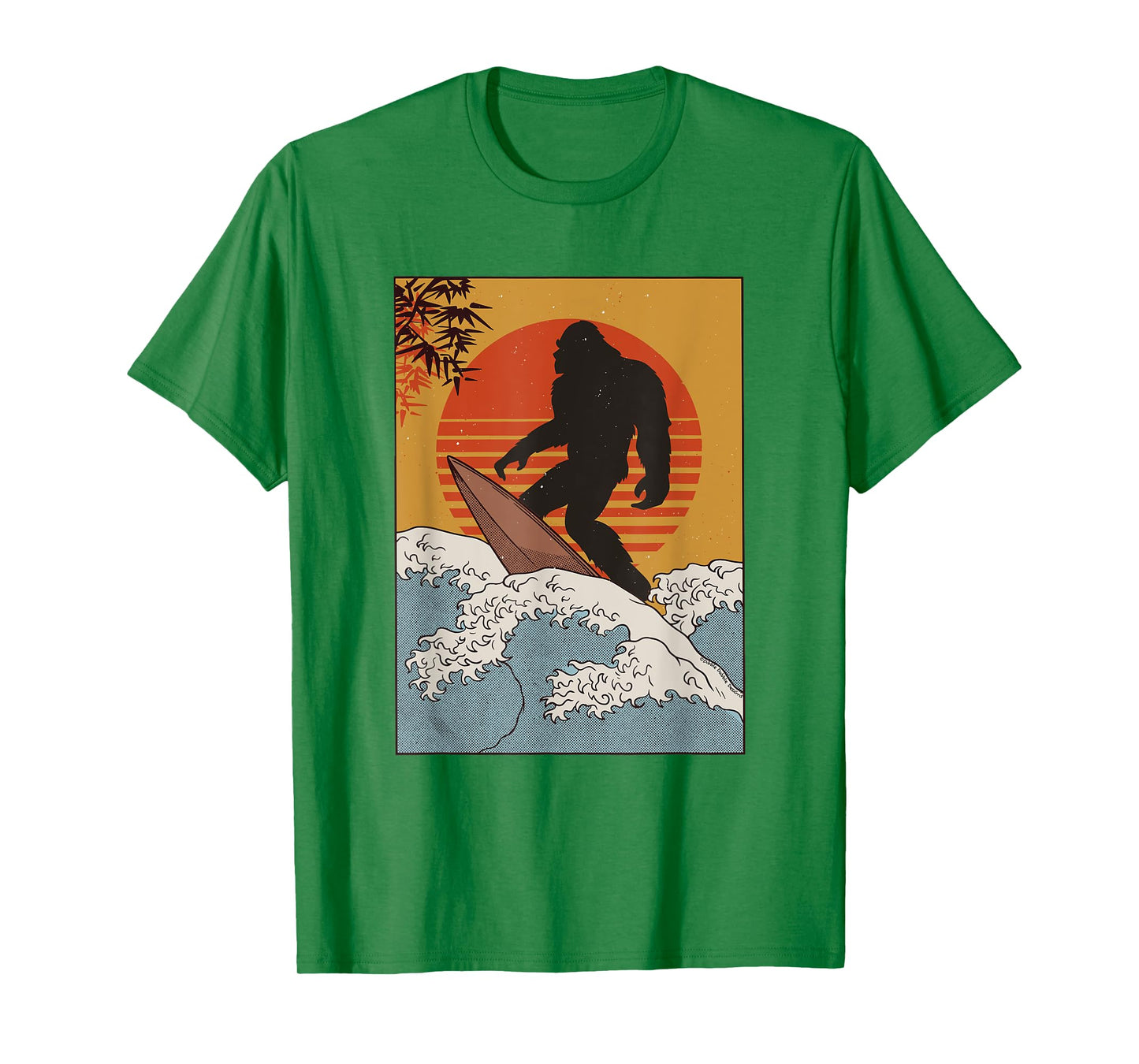 Japanese Vintage Kanagawa Art Great Wave - Surfing Bigfoot T-Shirt