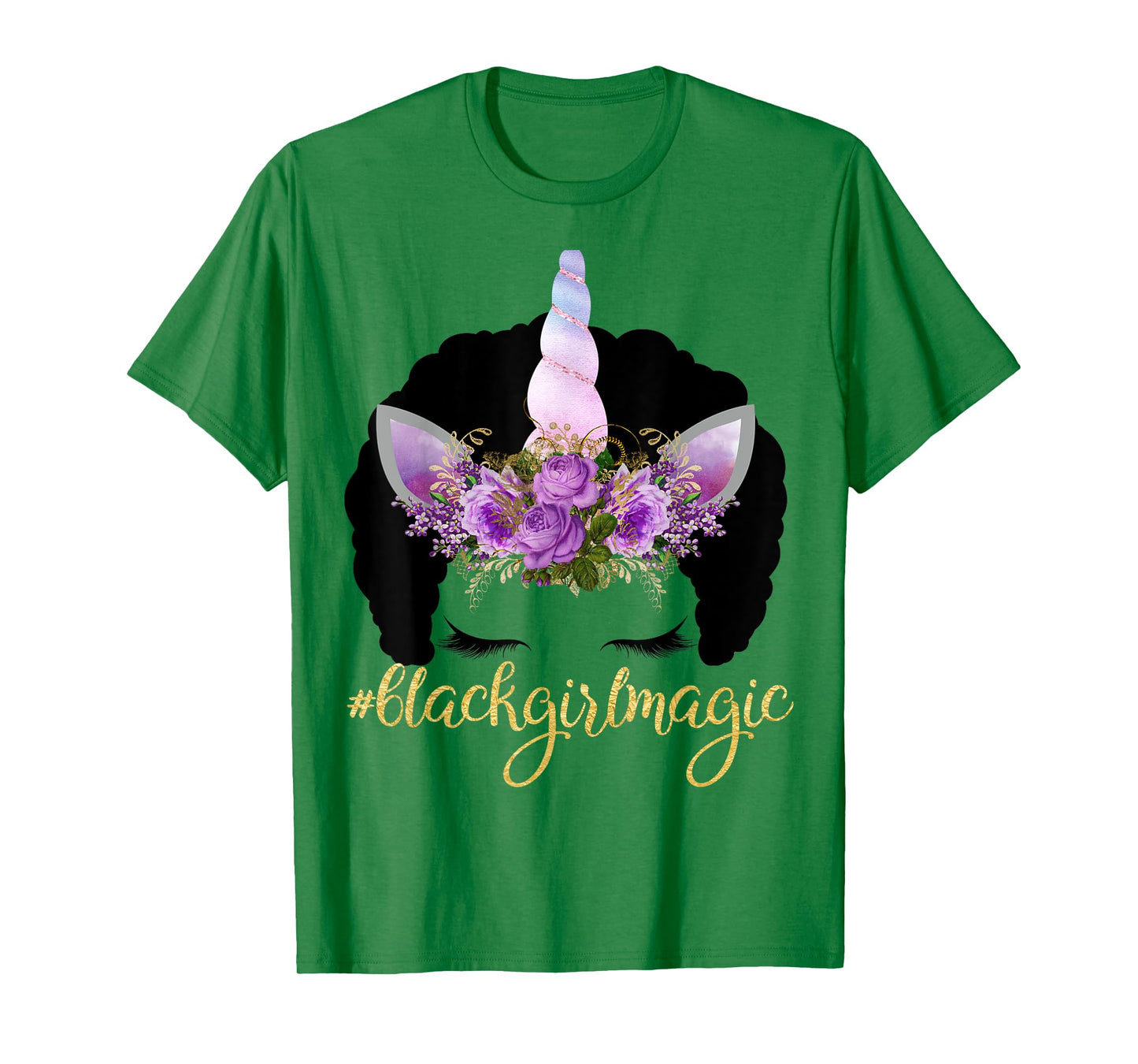 Purple Unicorn Afro Kids Gift Black Girl Magic Birthday Gift T-Shirt