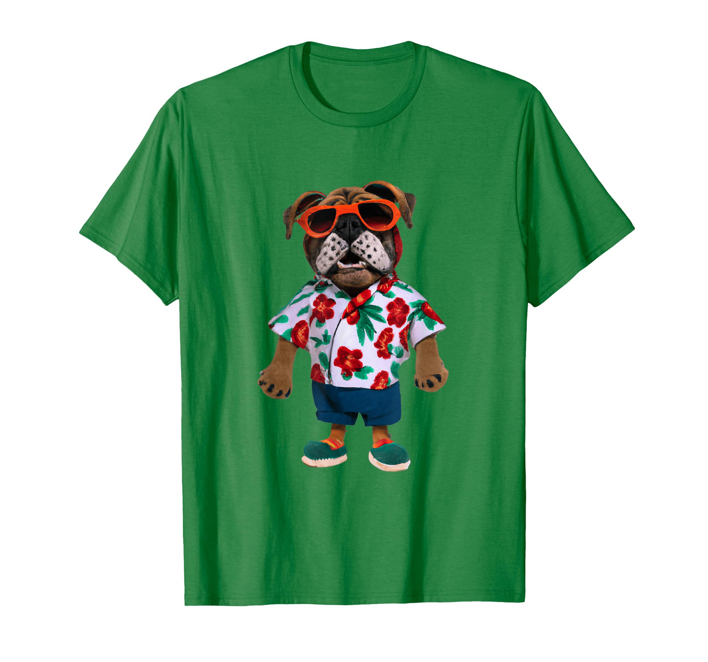 Bulldog Wearing A Hawaiian Shirt T-Shirt