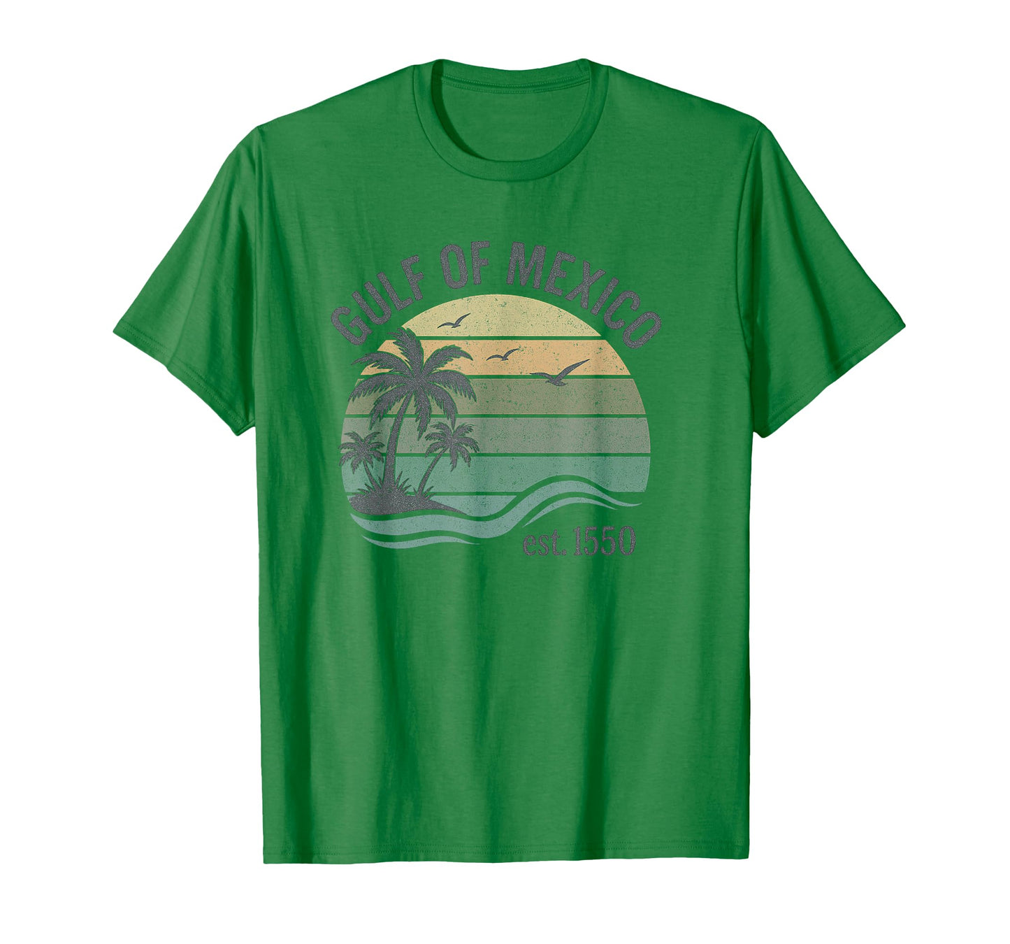 Gulf of Mexico Est. 1550 Pastel Retro Beach Sunset T-Shirt