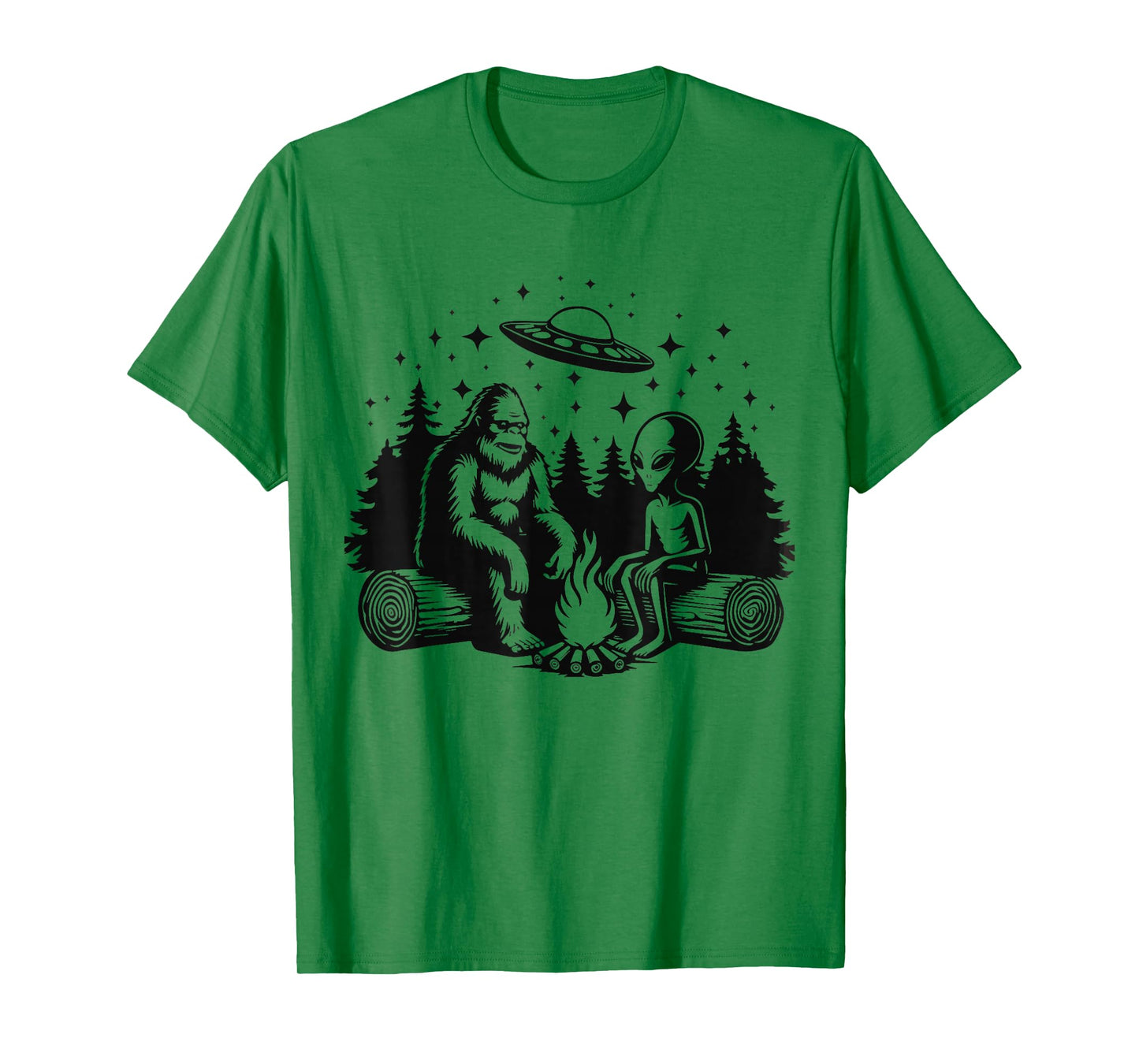 Bigfoot And Alien Campfire Gifts For Outdoor Lovers T-Shirt