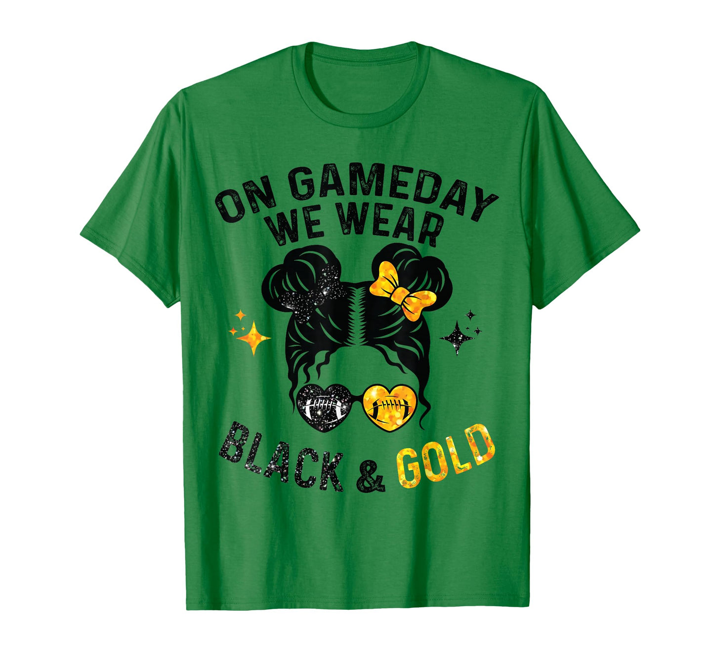 On Gameday We Wear Black and Gold Messy Football T-Shirt