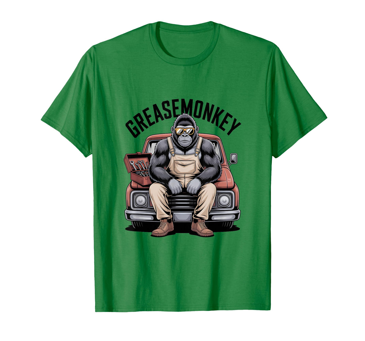 Greasemonkey Gorilla Retro Mechanic Garage Monkey Graphic T-Shirt