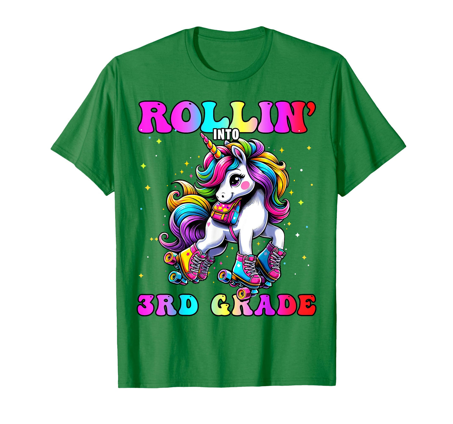 3rd Grade Back To School First Day Girl Rollin Unicorn T-Shirt