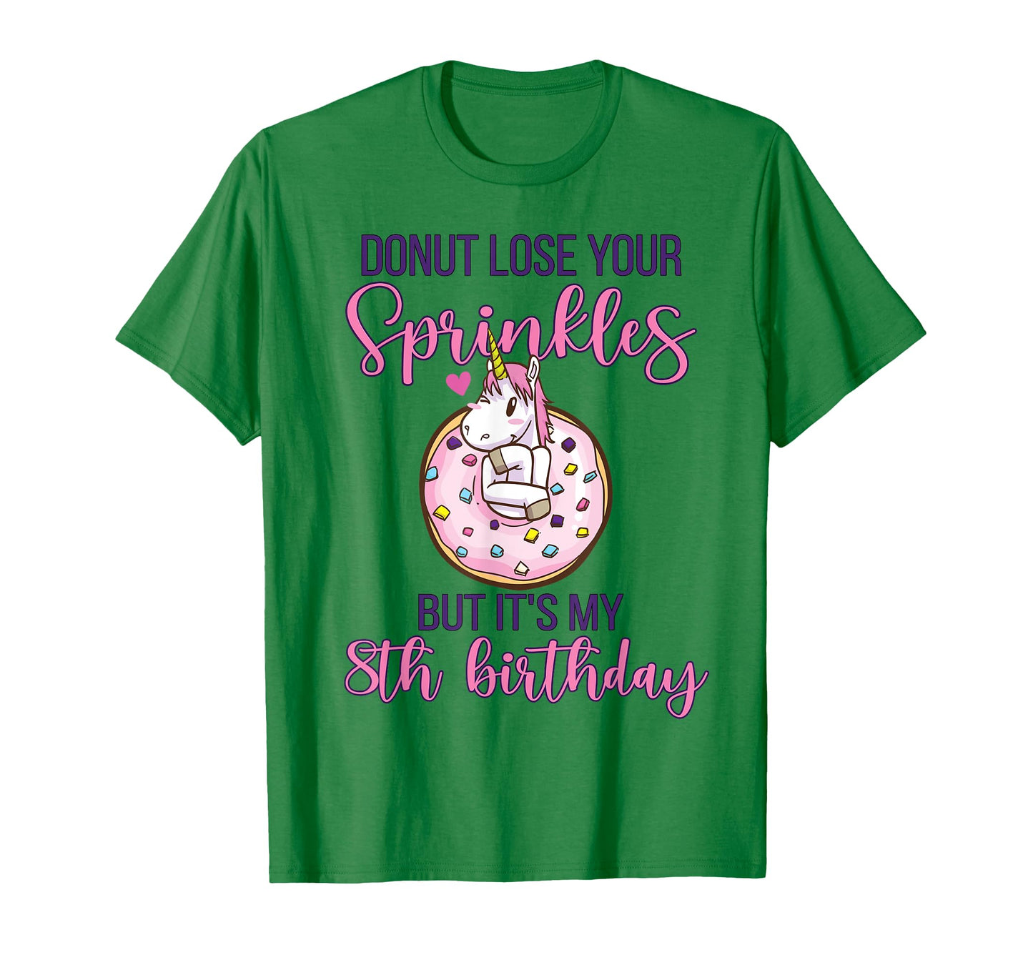 8th Donut Birthday Party Unicorn Eight Year Old Sweet Girl T-Shirt
