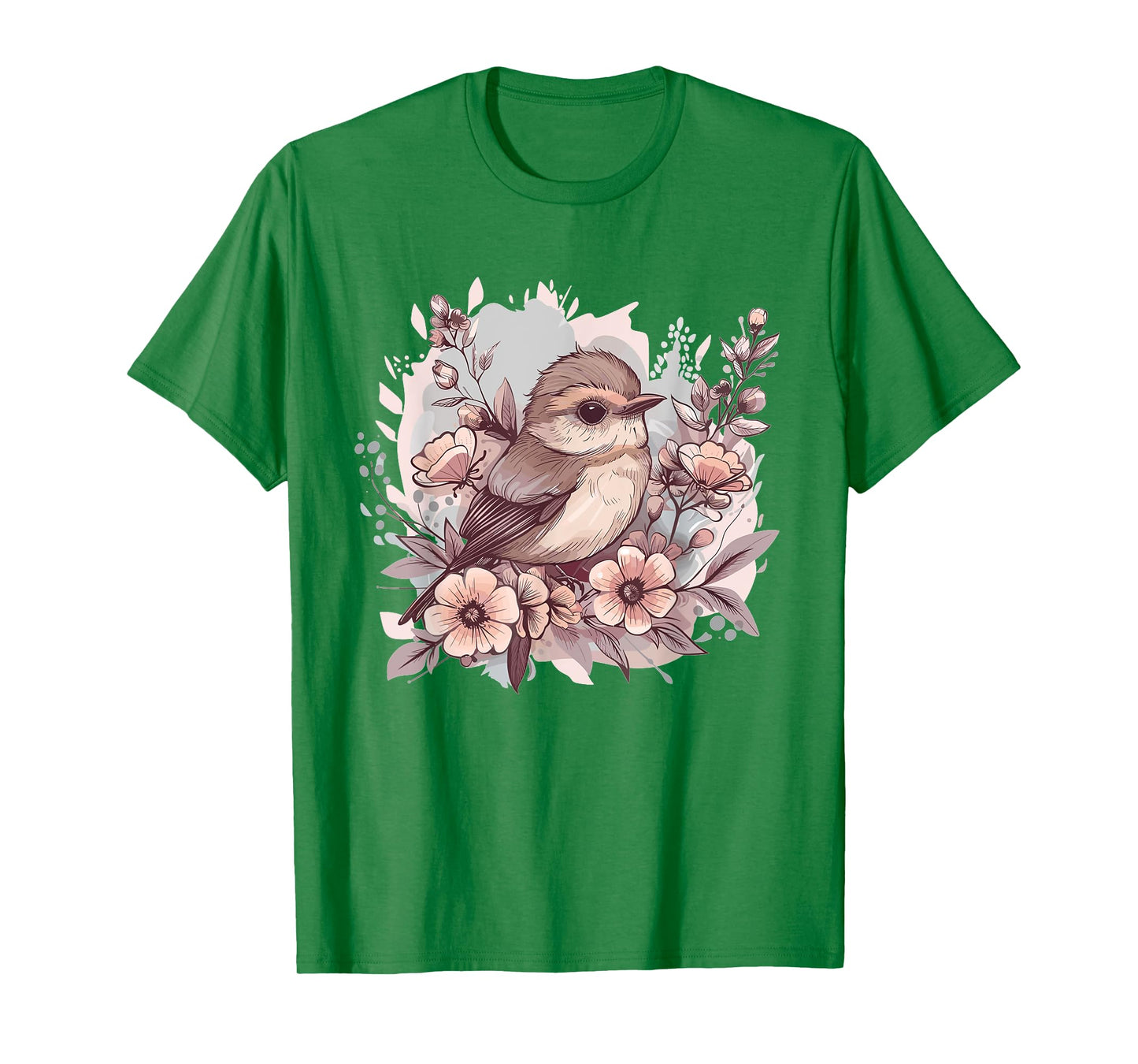 Cute Bird With Flowers I Kids Bird T-Shirt