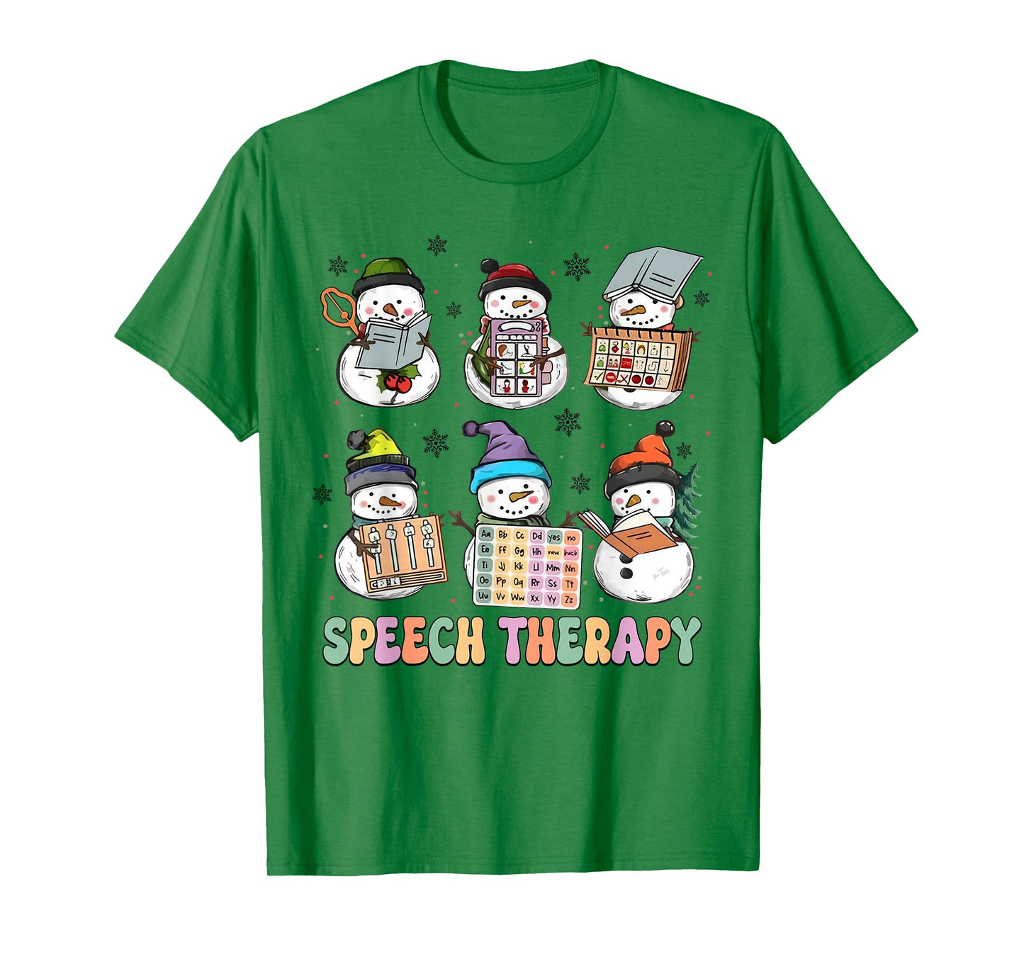 Cute Speech Therapy Christmas Snowman SLP Speech Pathologist T-Shirt