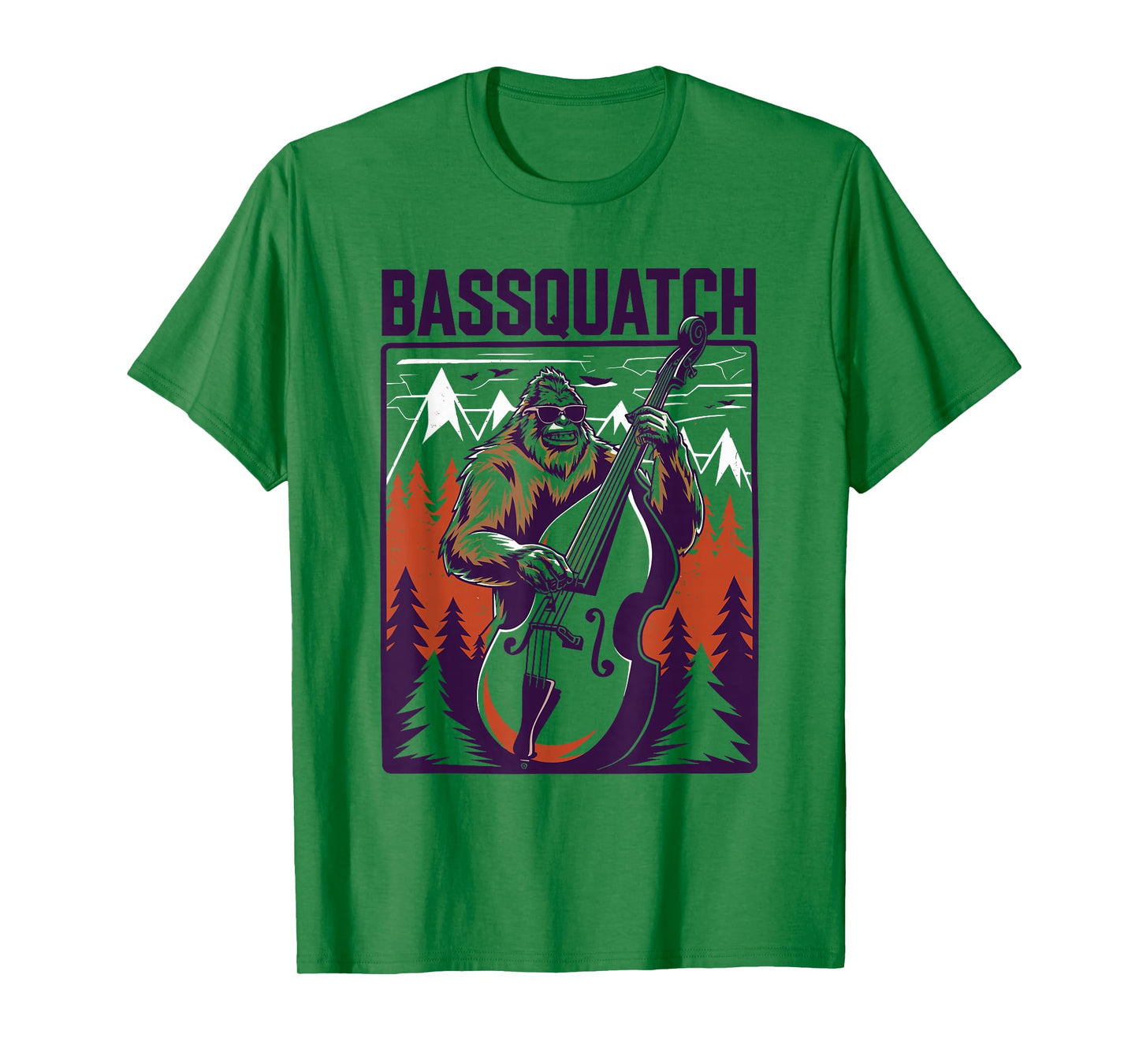 C.J.'s Sasquatch Bigfoot Double Bass Fiddle Gifts Bassquatch Bigfoot Double Bass Fiddle Upright Bass Sasquatch T-Shirt - Men's Yellow Small Classic Fit Crew Neck Short Sleeve Graphic T-Shirt