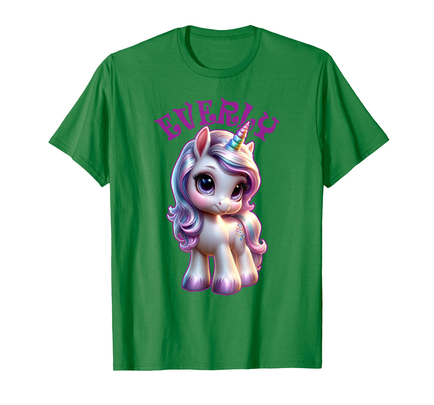 Everly Cute Unicorn Design for Girls Name Everly T-Shirt
