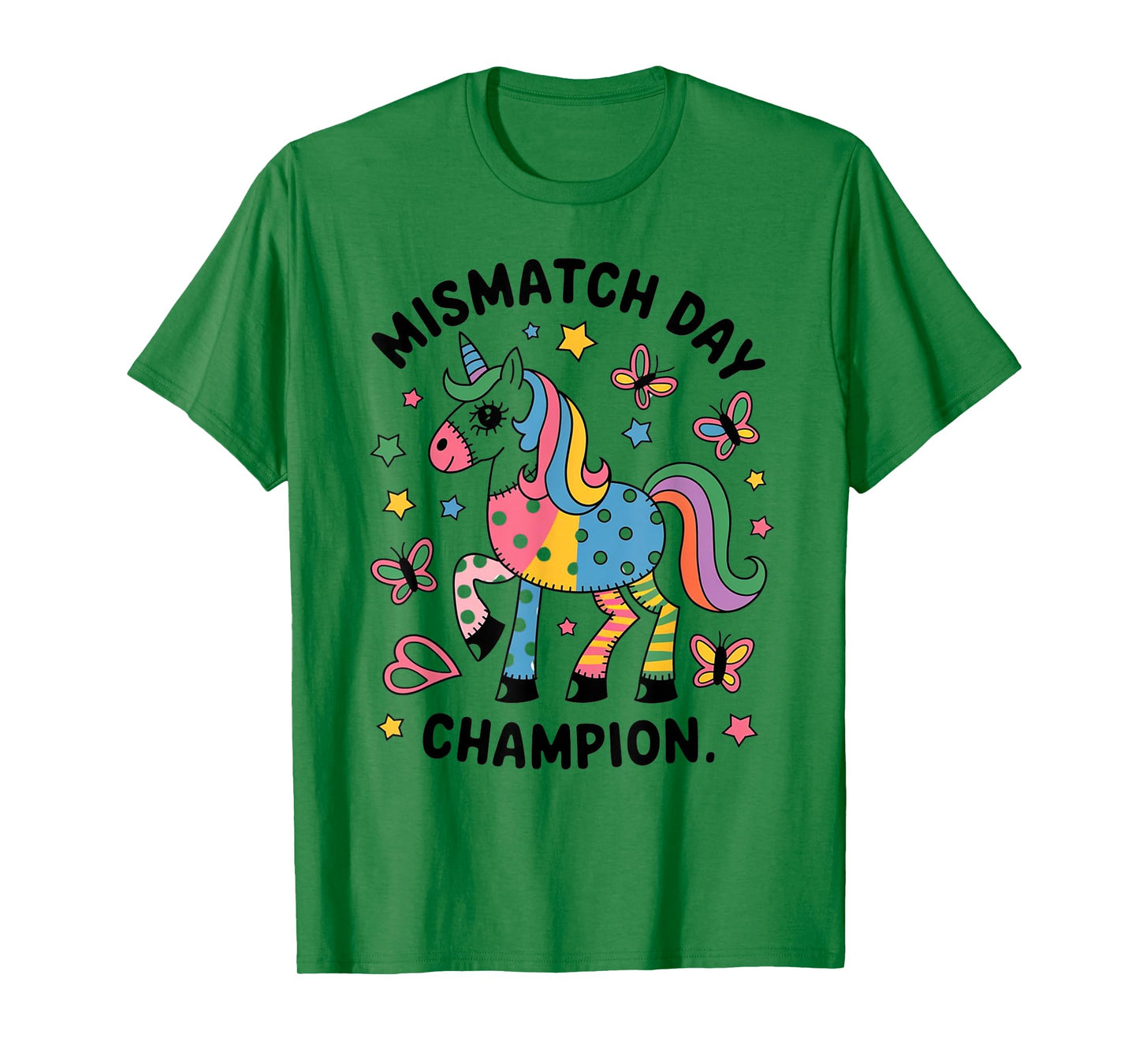 Mismatch Day Champion Funny Colorful Unicorn T-Shirt