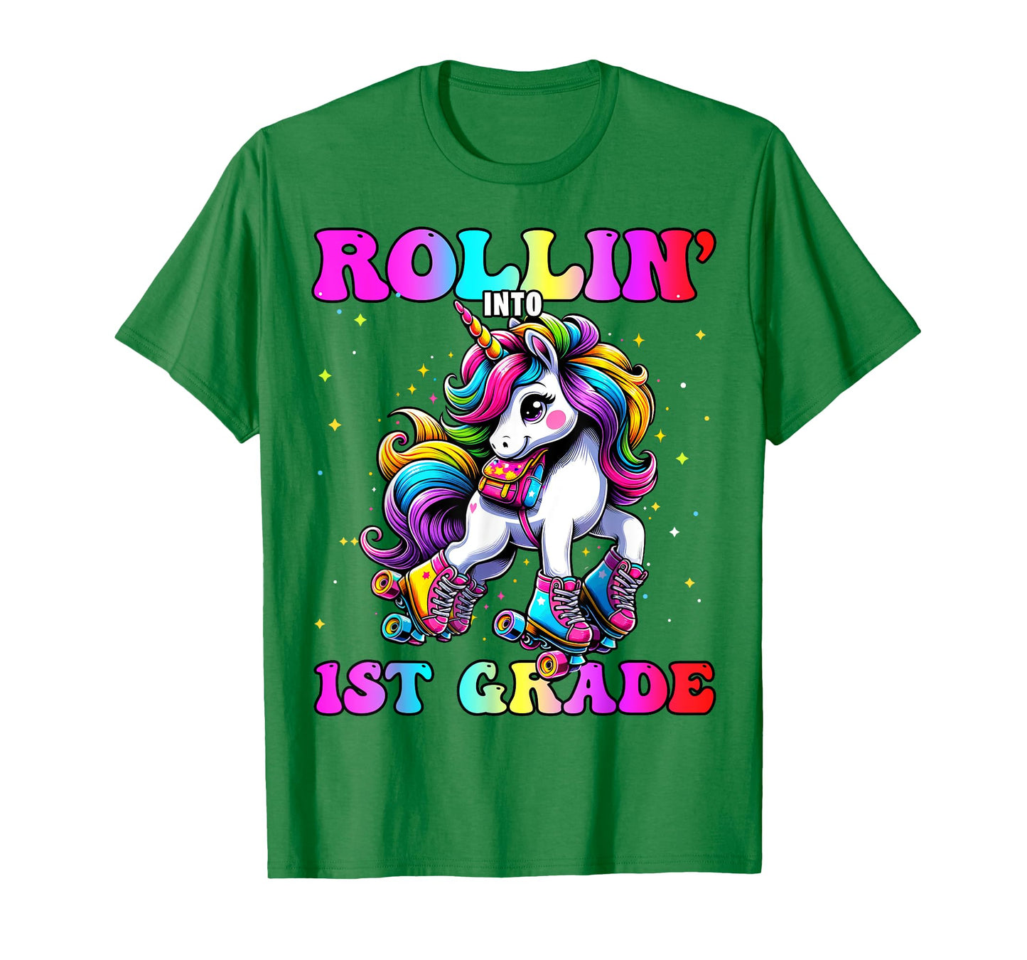 1st Grade Back To School First Day Girls Rollin Unicorn T-Shirt